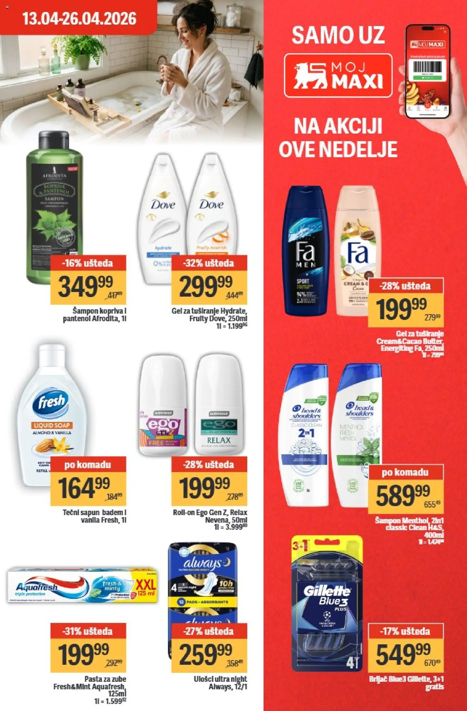 Maxi katalog - važi od 20.04.2026 | Strana: 31 | Proizvode: Tečni sapun, Gillette, Brijač, Gel za tuširanje