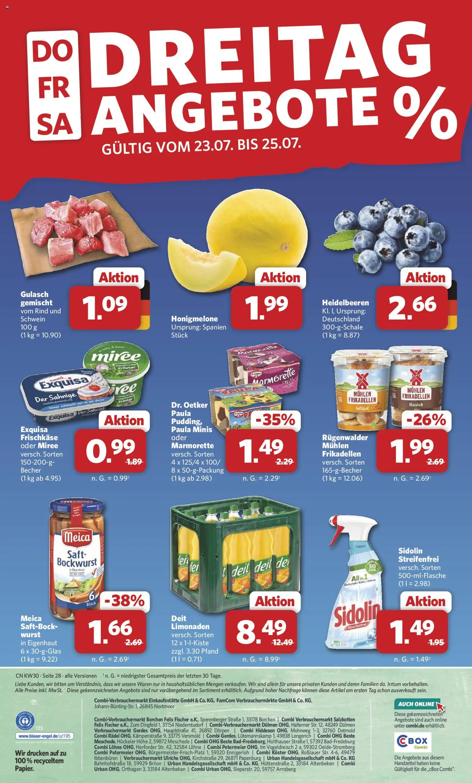 Combi Prospekt – gültig ab 20.07.2026 | Seite: 34 | Produkte: Exquisa, Gulasch, Wurst, Saft