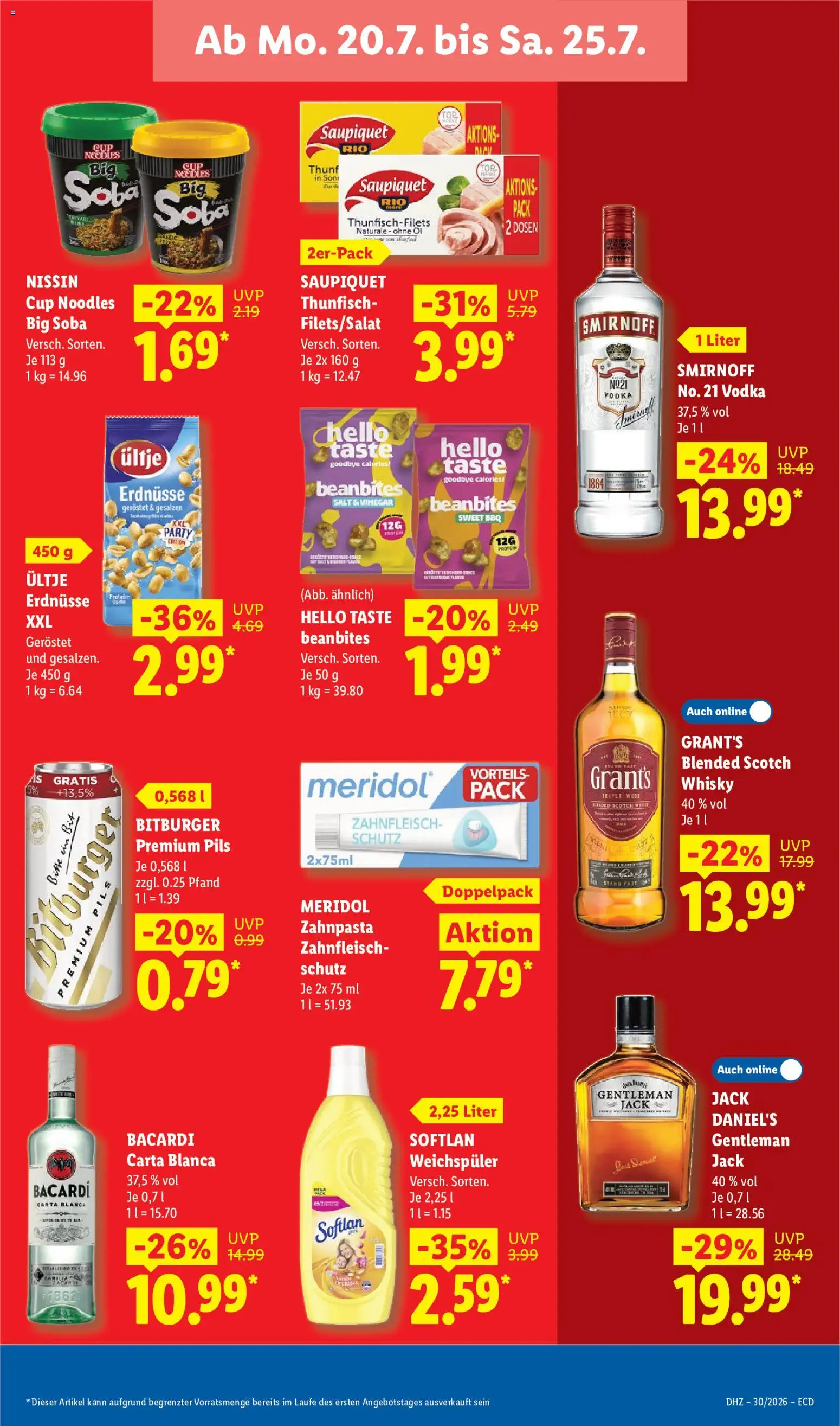 Lidl Německo leták od 20.07.2026 | Strana: 19 | Produkty: Meridol, Whisky, Jack Daniel’s, Protein