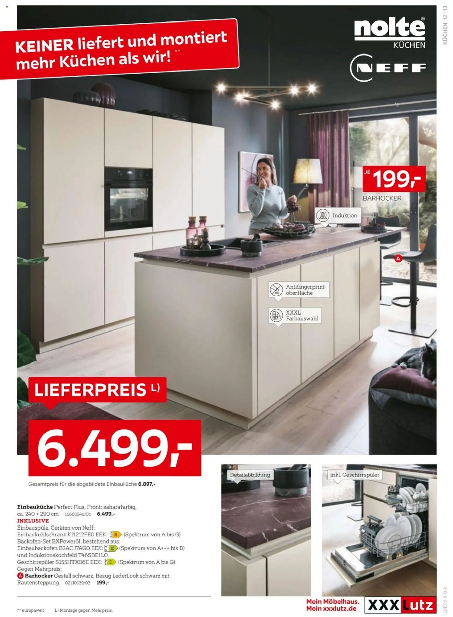 XXXLutz Küchenwelt – gültig ab 06.06.2026 | Seite: 13 | Produkte: Geschirrspüler, Einbauküche, Barhocker, Kuchen