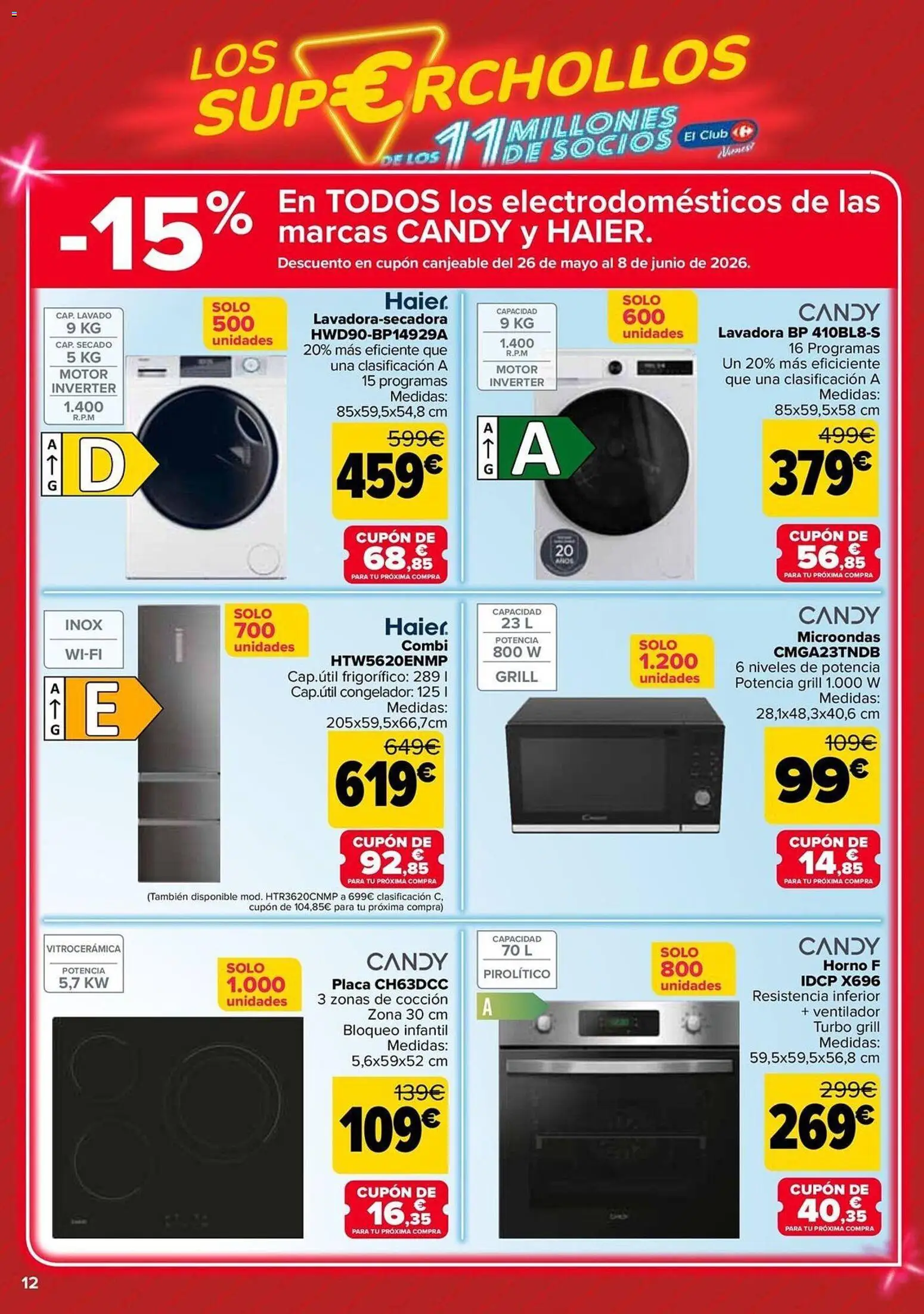 Carrefour Los Super Chollos │ válido desde el 12.05.2026 | Página: 12 | Productos: Lavadora, Horno, Combi, Ventilador