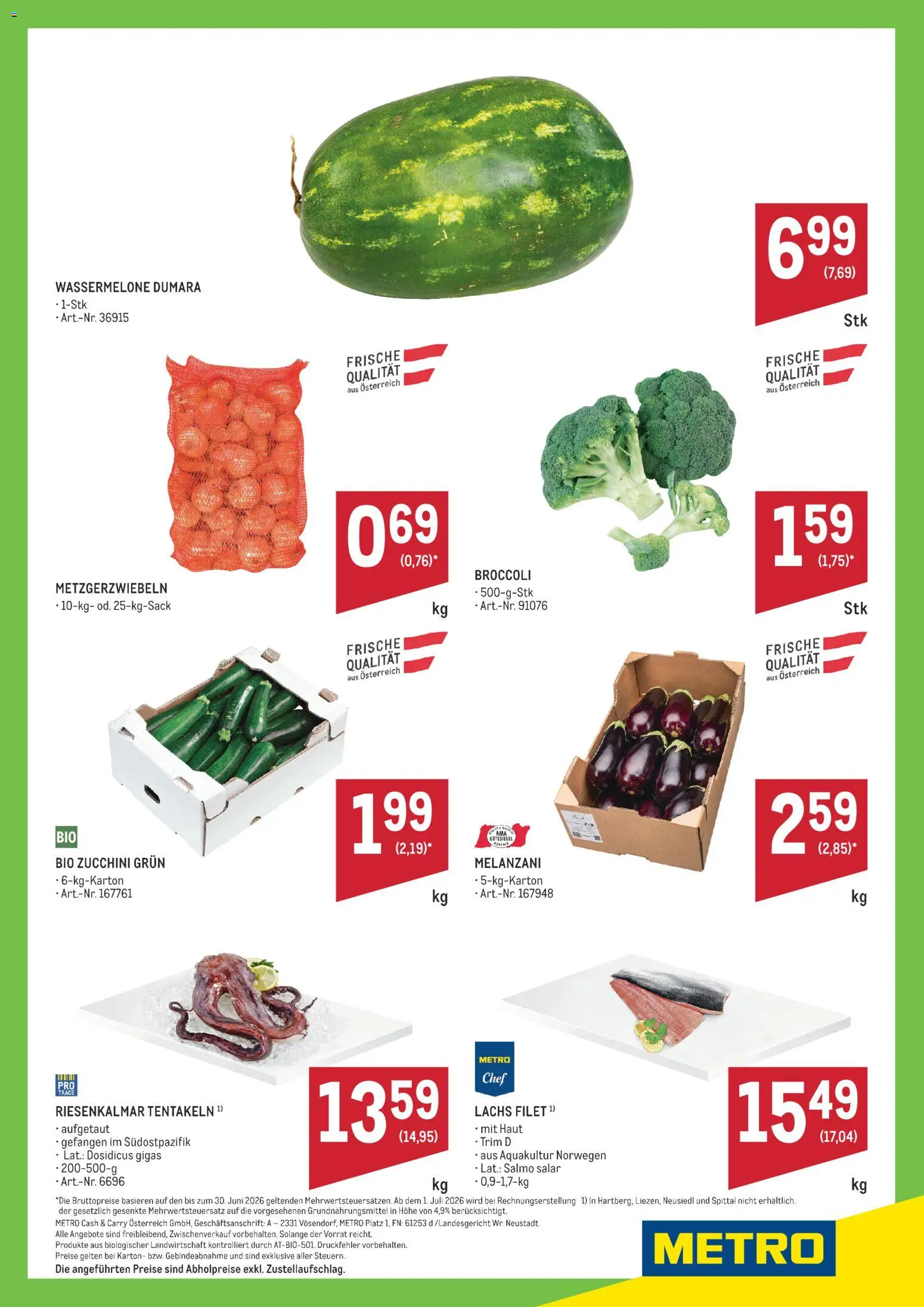 Metro angebote Ultrafrische Wochenhits gültig ab 29.06.2026 | Seite: 2 | Produkte: Wassermelone