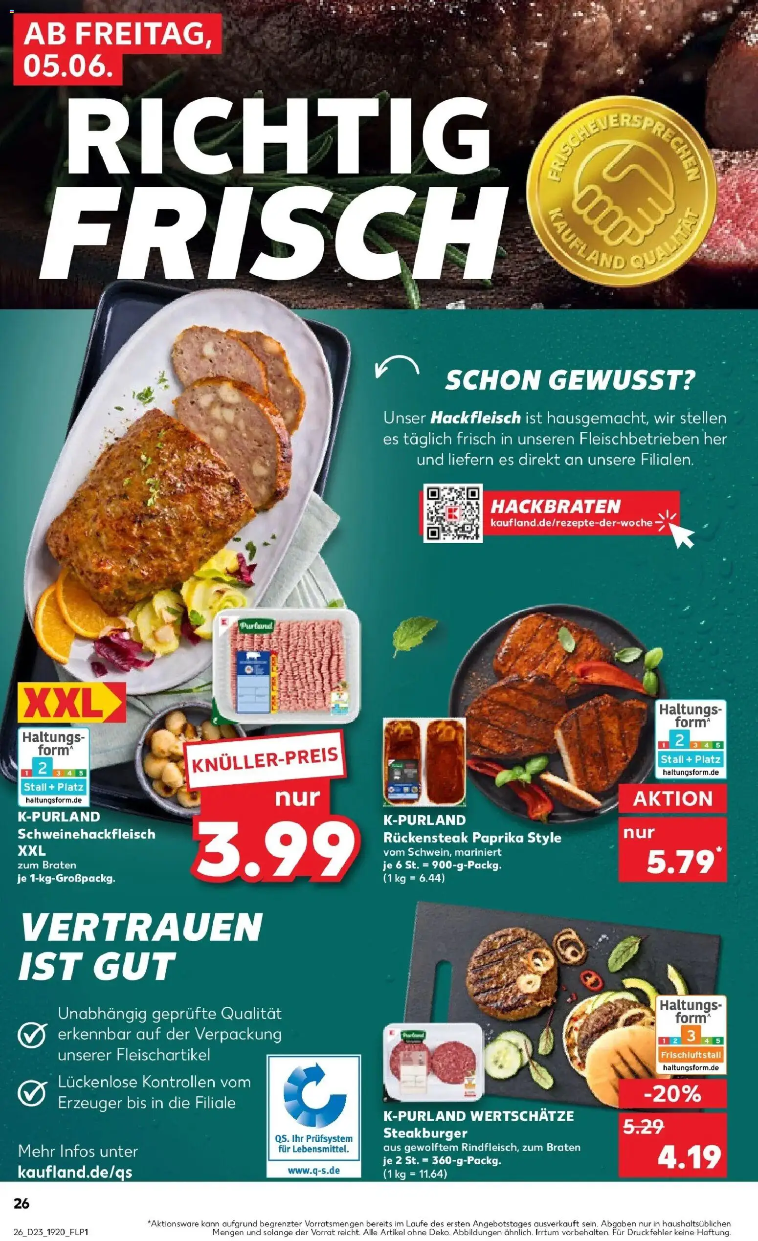 Kaufland Prospekt Hermeskeil – gültig ab 01.06.2026 | Seite: 33 | Produkte: Paprika, Steak, Hackfleisch