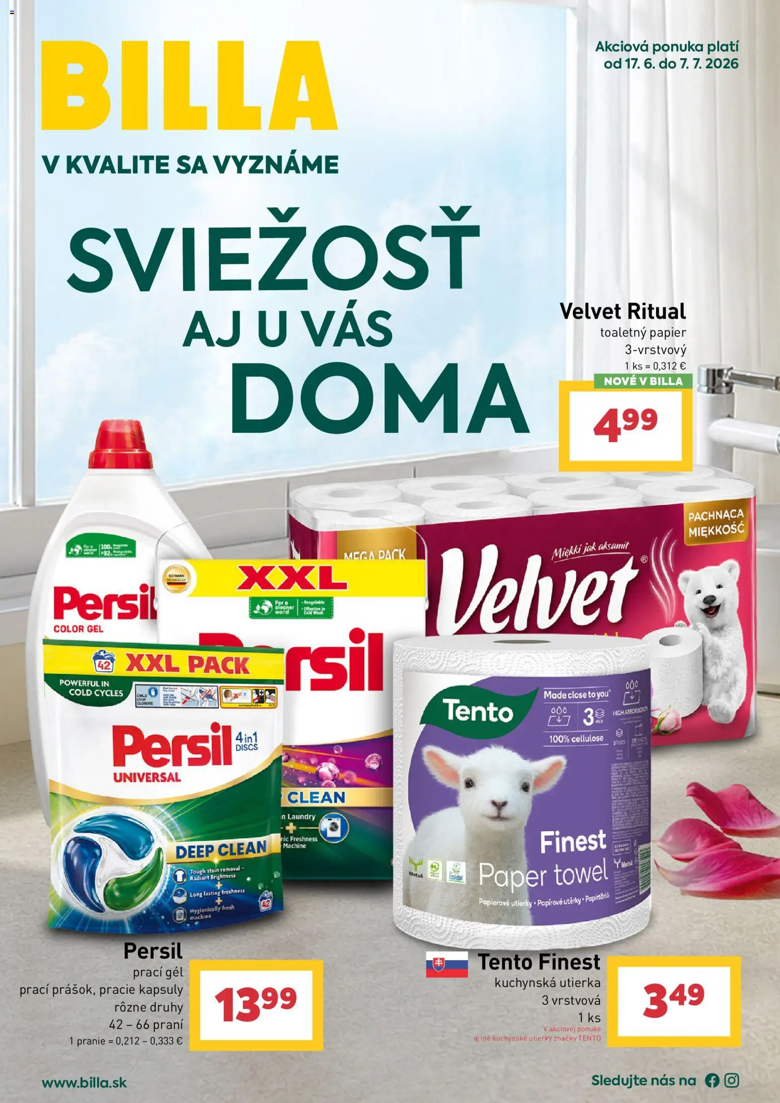Nové Billa akcie – leták je platný od 17.06.2026 | Strana: 1 | Produkty: Persil, Toaletný papier