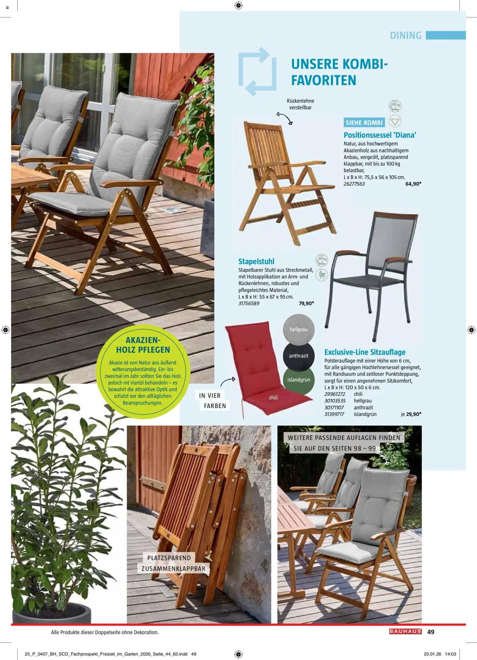 Bauhaus Freizeit im Garten gültig ab 01.05.2026 | Seite: 49 | Produkte: Chili, Stuhl