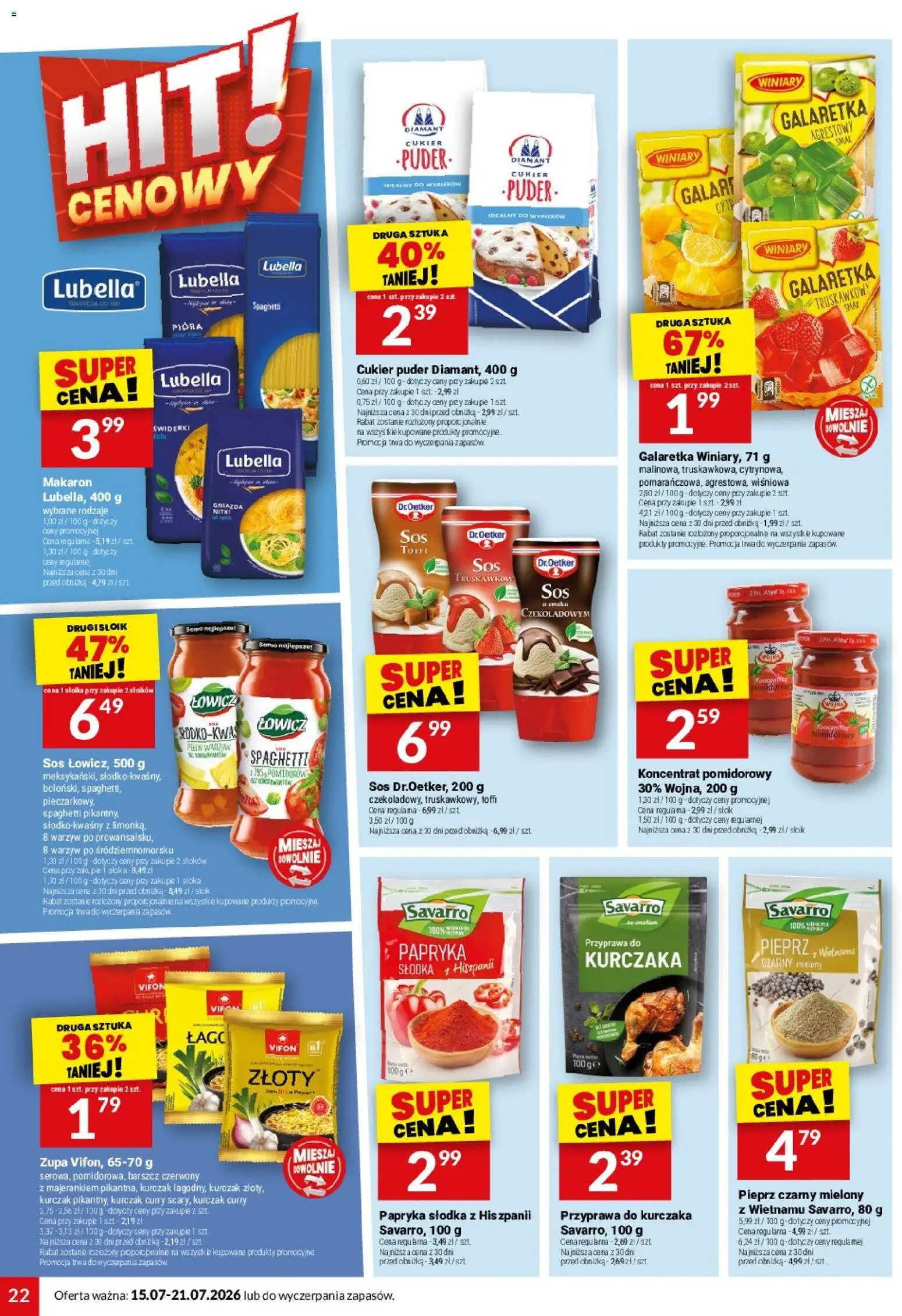 Twój Market gazetka od 15.07.2026 | Strona: 22 | Produkty: Galaretka, Cukier puder, Papryka, Pieprz