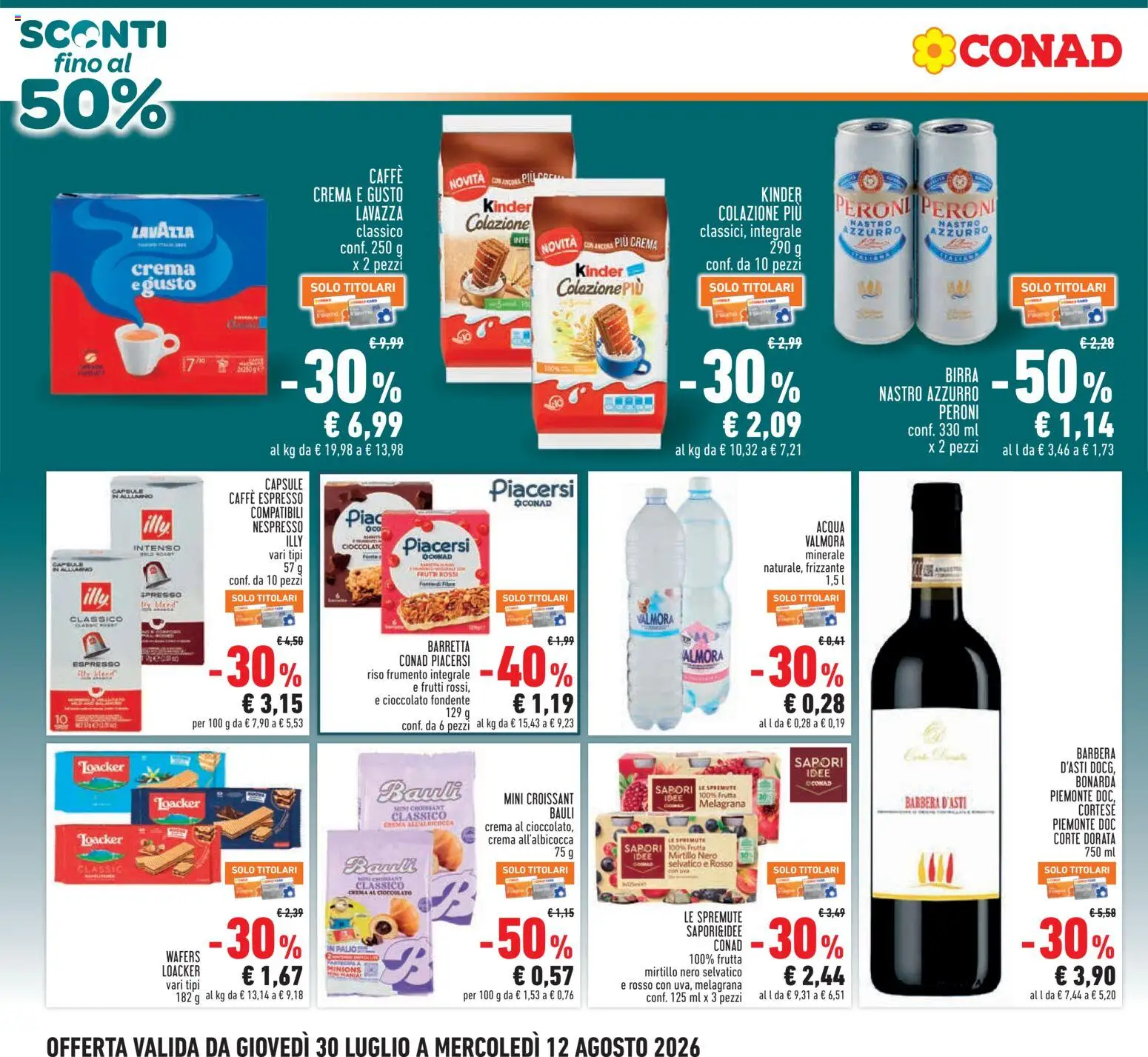 Volantino Conad del 30/07/2026 | Pagina: 4 | Prodotti: Crema, Birra, Acqua, Lavazza