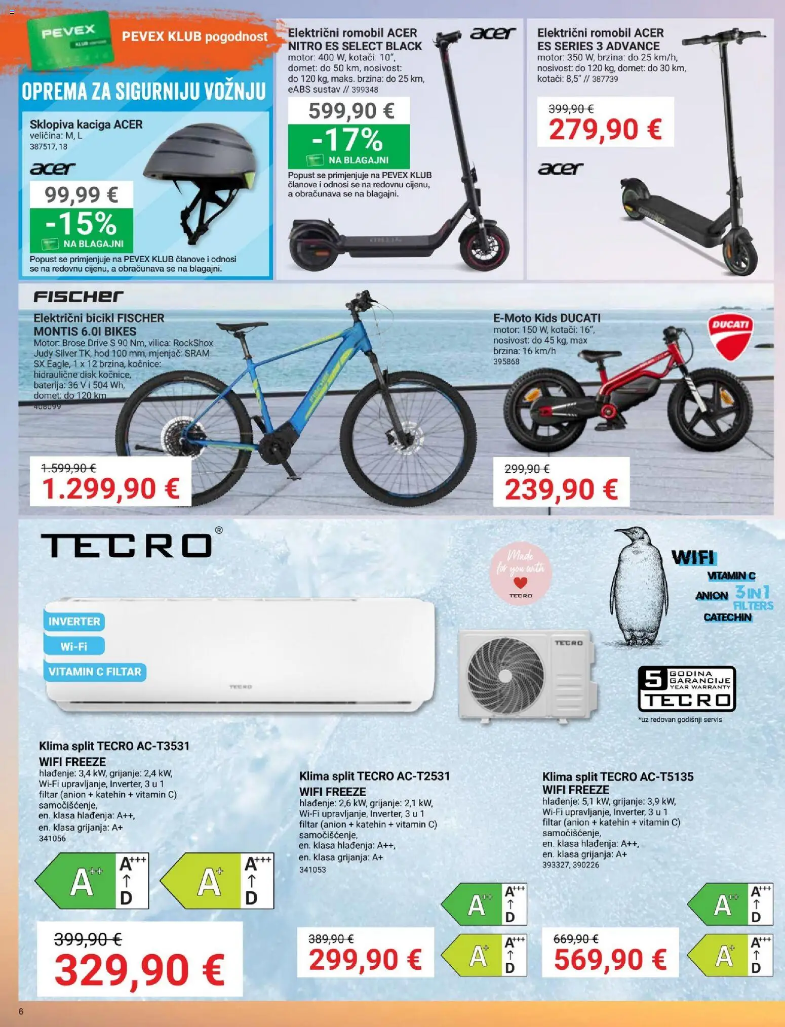 Pevex katalog | vrijedi od 03.04.2026 | Stranica: 6 | Proizvodi: Baterija, Bicikl, Kaciga, Klima