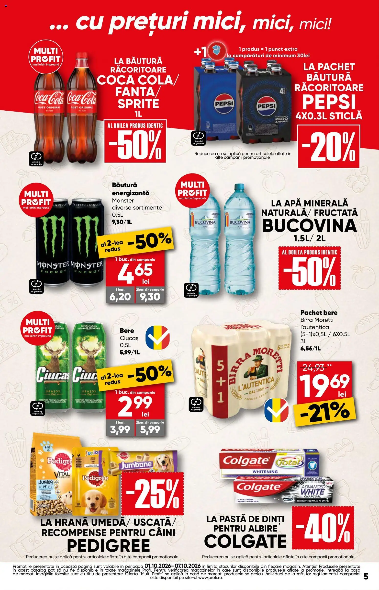 Noul catalog Profi – valabil de la 01.10.2026 | Pagină: 5 | Produse: Fanta, Bere, Pastă de dinți, Apă