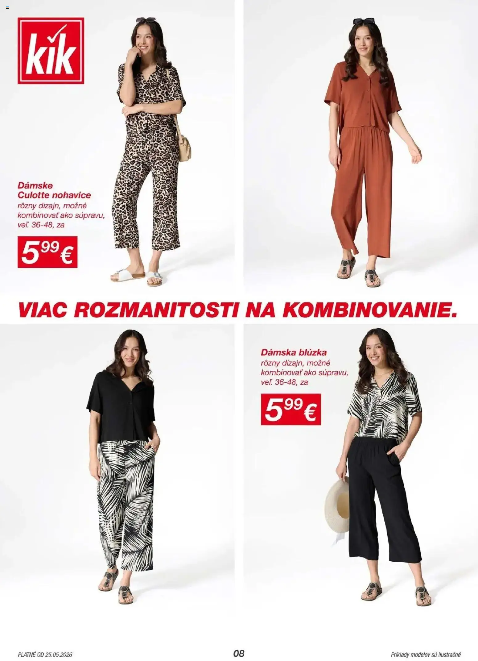 Nové Kik akcie – leták je platný od 25.05.2026 | Strana: 8 | Produkty: Blúzka, Nohavice
