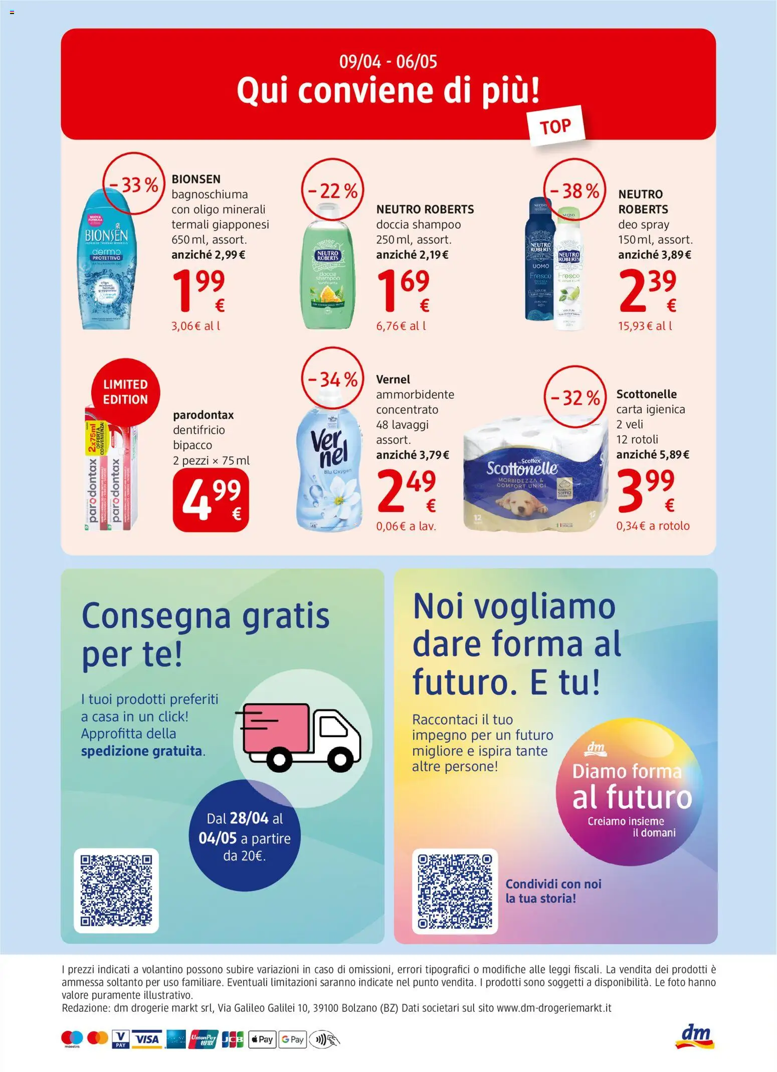 Volantino dm drogerie markt del 16.04.2026 | Pagina: 8 | Prodotti: Shampoo, Carta igienica, Dentifricio, Ammorbidente
