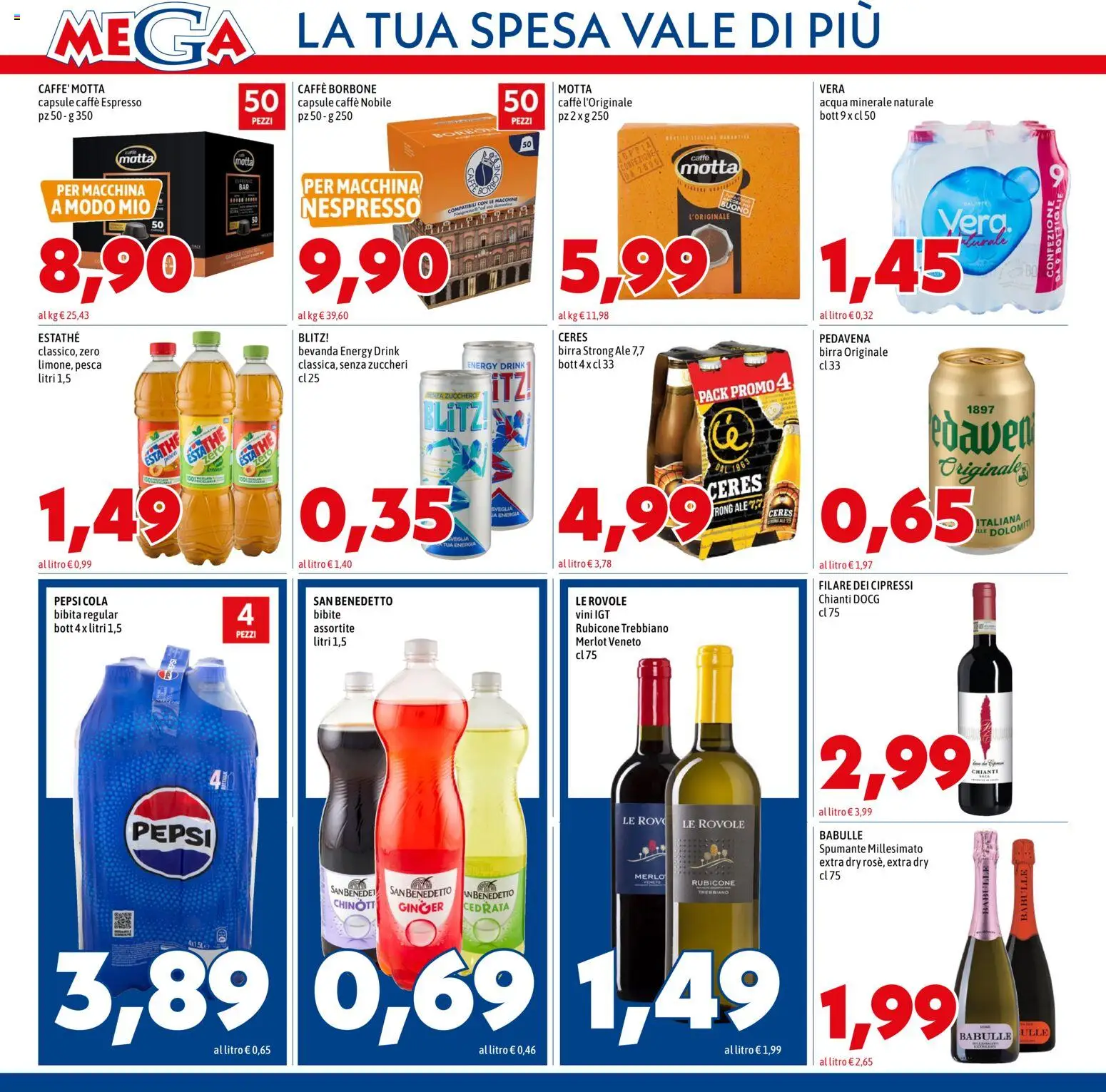 Volantino Mega del 11.06.2026 | Pagina: 10 | Prodotti: Birra, Acqua, Spumante, Pepsi