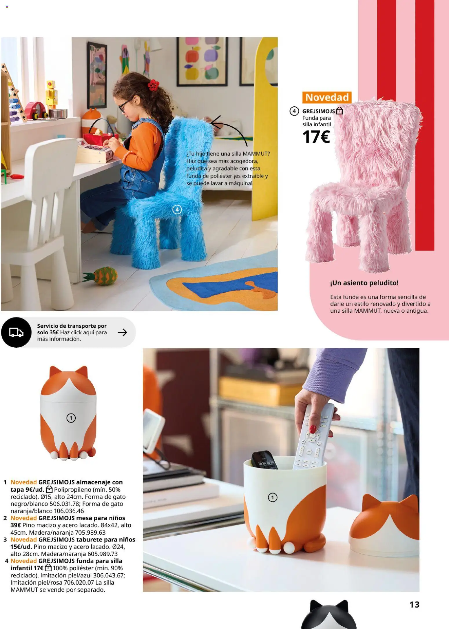 Catálogo IKEA Colección Grejsimojs │ válido desde el 01.02.2026 | Página: 13 | Productos: Taburete, Funda, Mesa, Silla