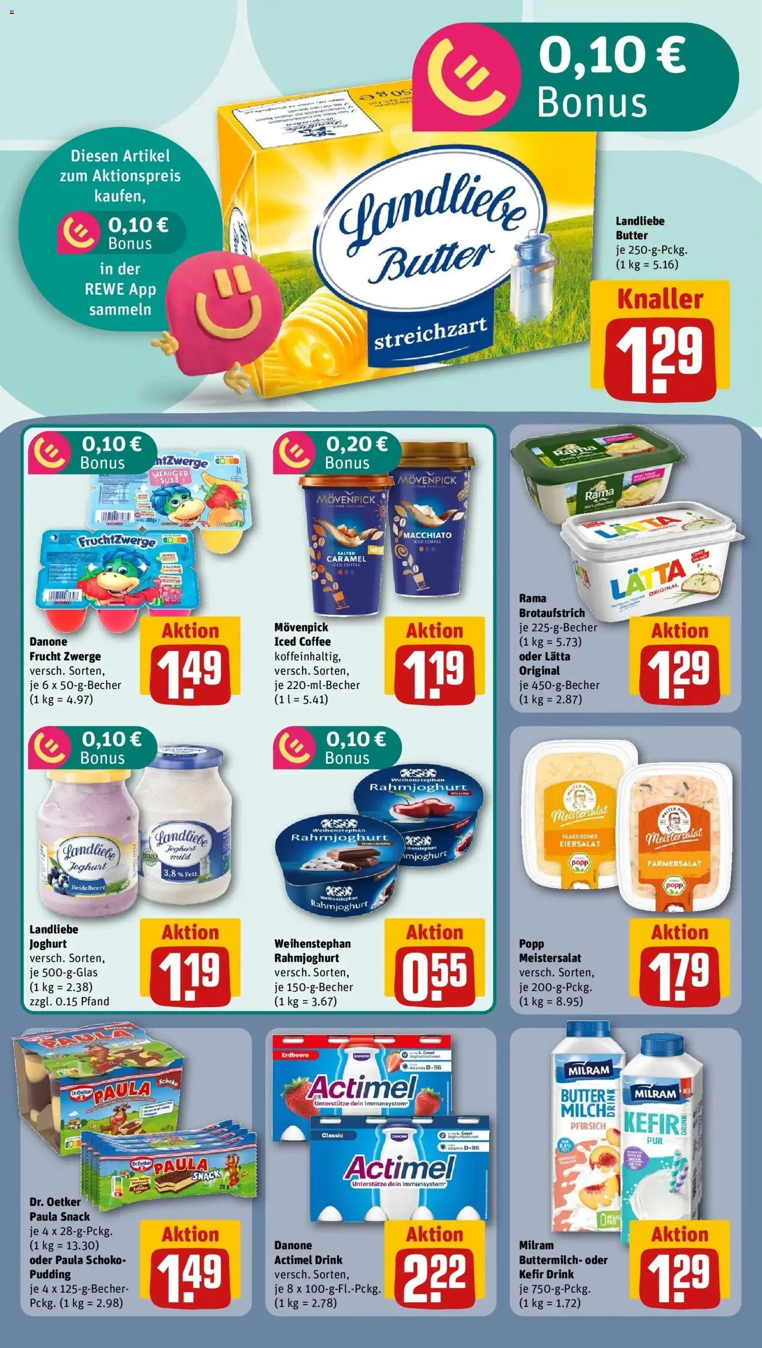 REWE Prospekt ab 10.08.2026 zum Blättern » Angebote | Seite: 13 | Produkte: Actimel, Buttermilch, Joghurt, Pfirsich