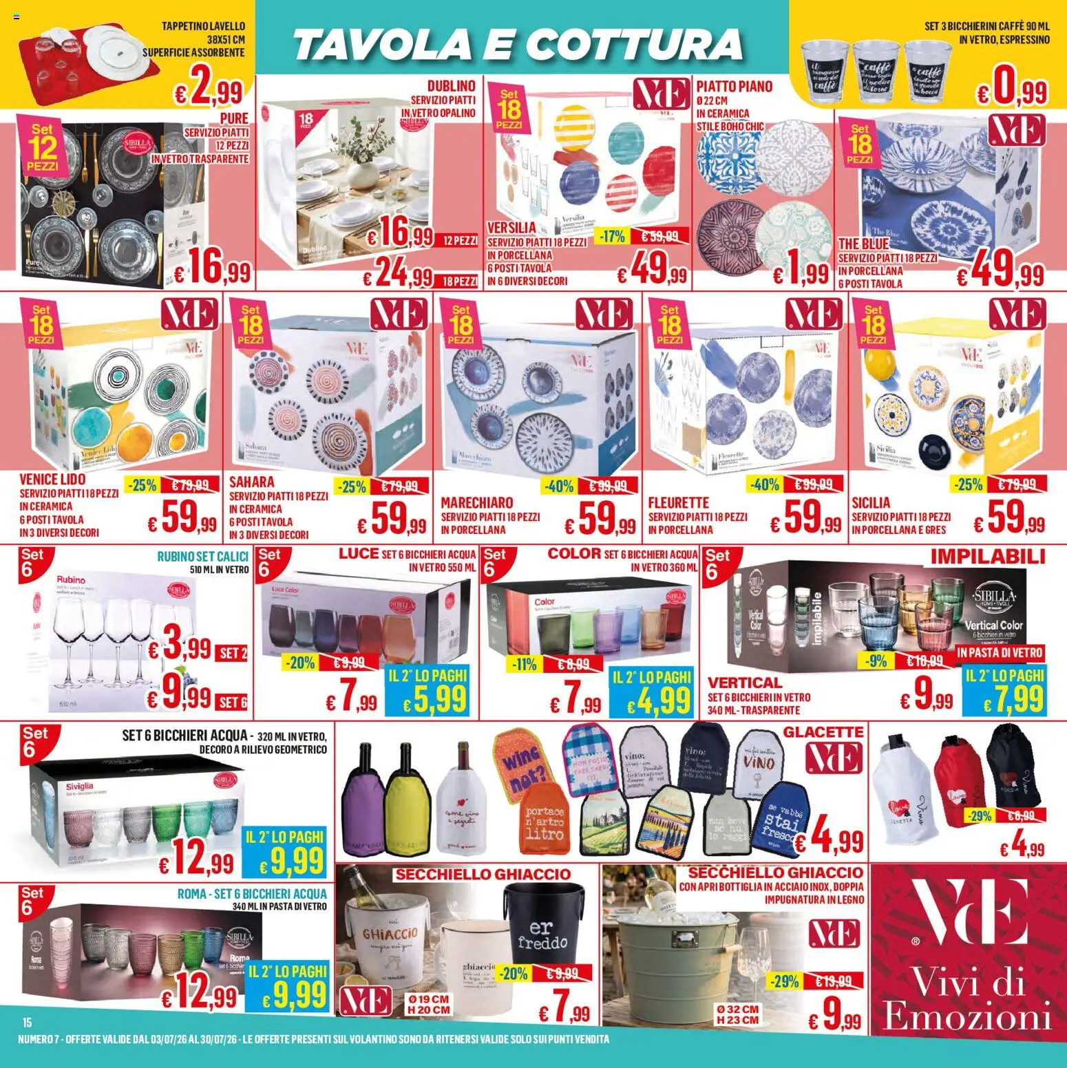 Volantino Satur del 03/07/2026 | Pagina: 15 | Prodotti: Acqua, Pasta, Lavello, The