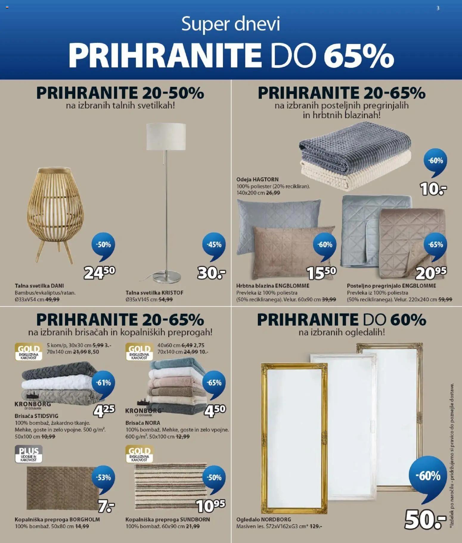 Novi JYSK katalog ponudbe – veljaven od 19.08.2026 | Stran: 3 | Izdelki: Brisača, Odeja, Ogledalo, Preproga