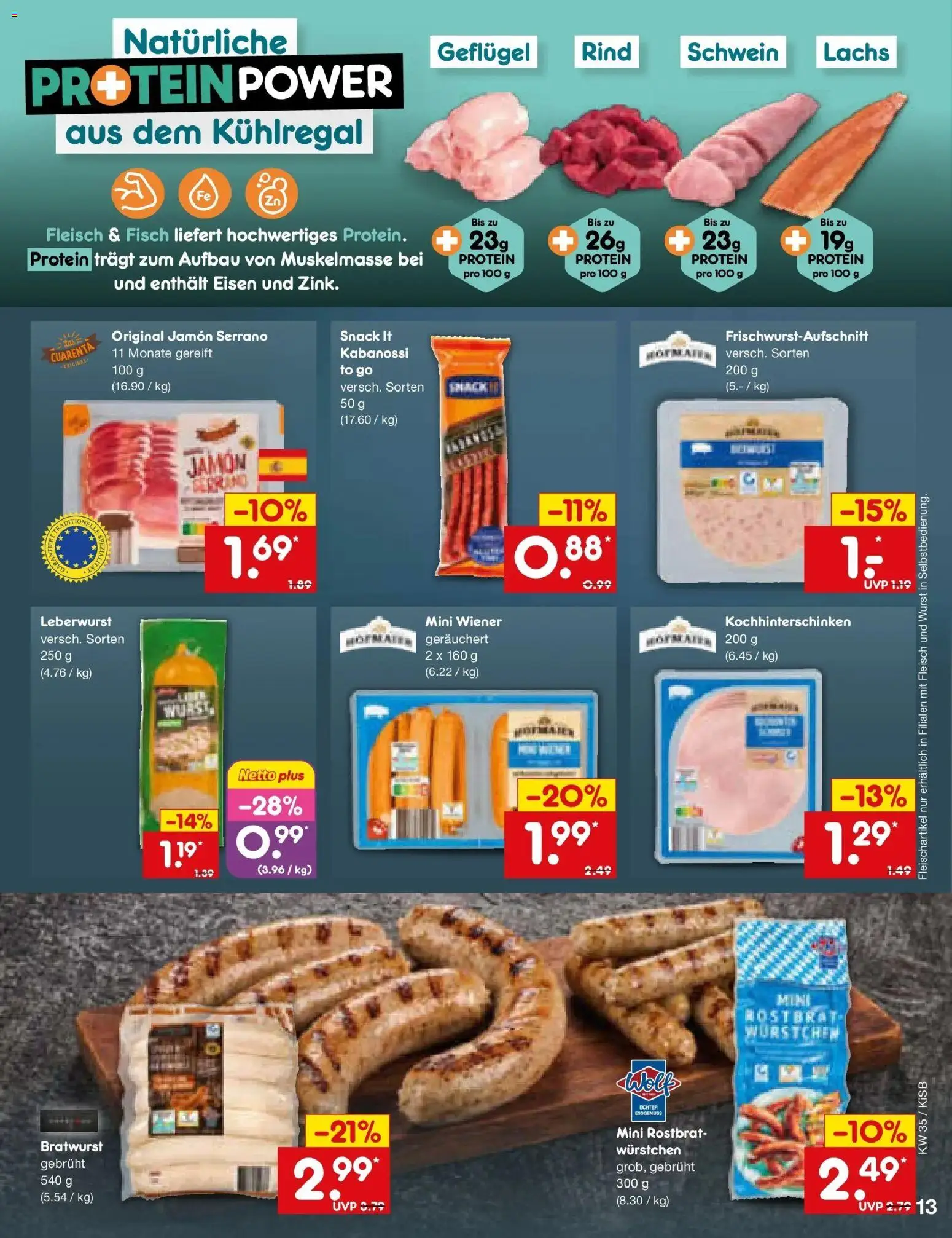 Netto Marken-Discount Prospekt Bad Friedrichshall (ab 24.08.2026) » Angebote | Seite: 19 | Produkte: Bratwurst, Lachs, Wurst, Fleisch