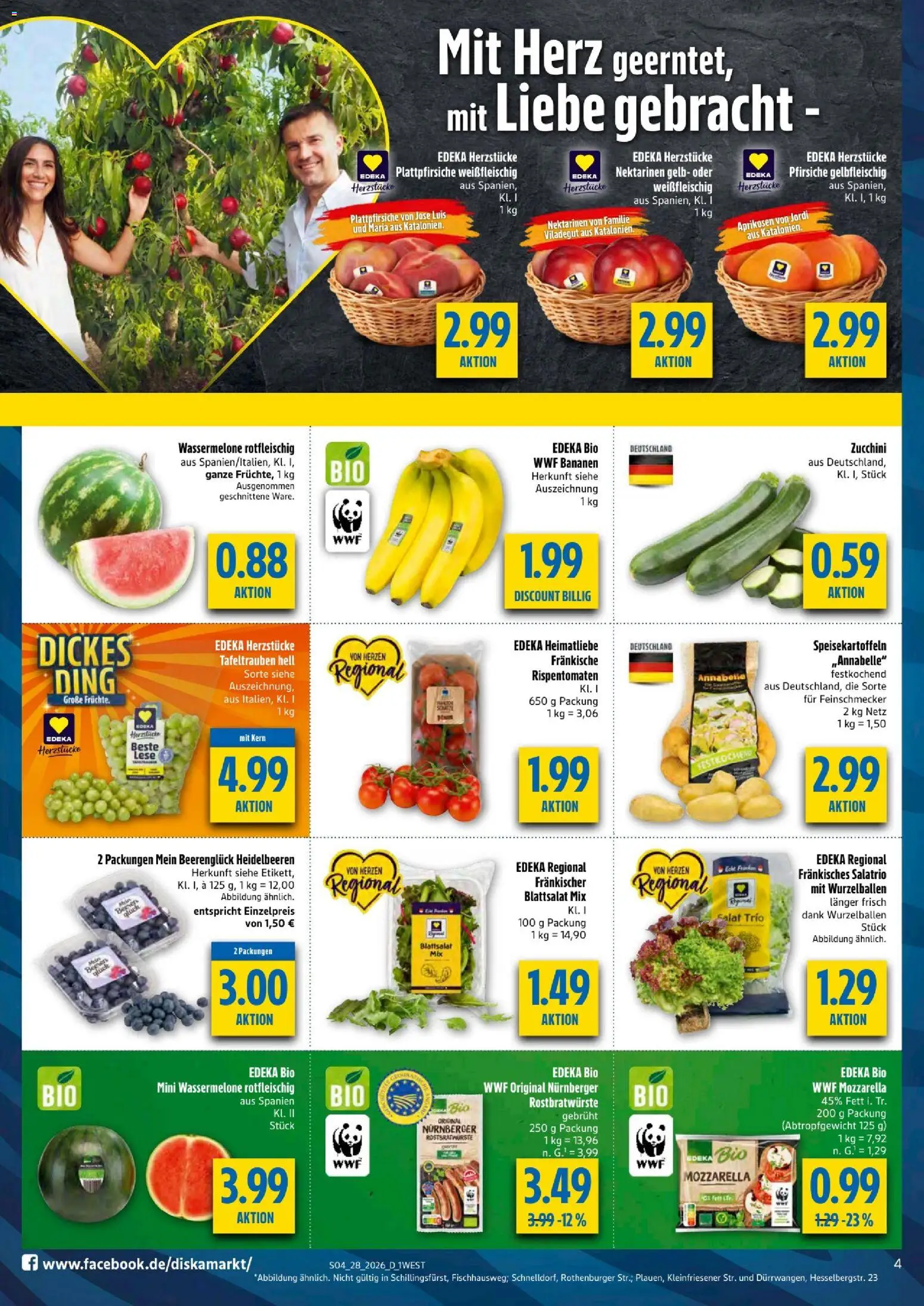 Diska - Diska Angebote Bayern KW28 – gültig ab 06.07.2026 | Seite: 4 | Produkte: Nektarinen, Heidelbeeren, Zucchini, Salat