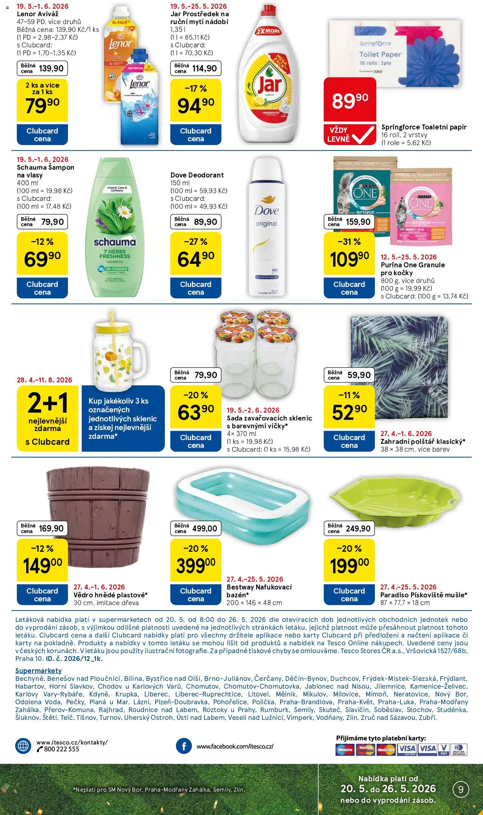 Tesco leták - Supermarket od 20.05.2026 | Strana: 9 | Produkty: Nádobí, Granule, Aviváž Lenor, Šampon