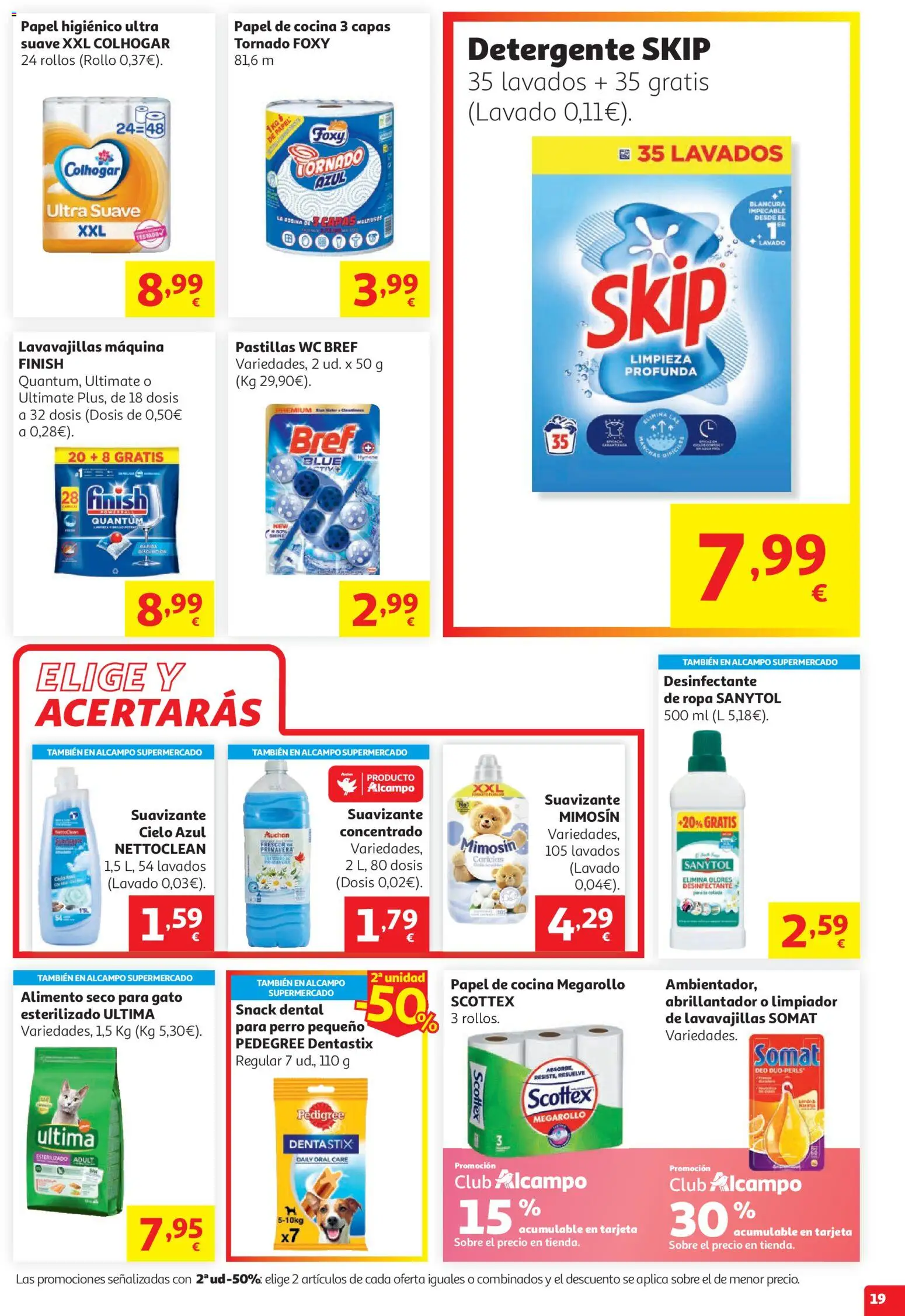 Alcampo HG Unico Litoral │ válido desde el 15/07/2026 | Página: 19 | Productos: Papel higienico, Ropa, Suavizante, Cocina