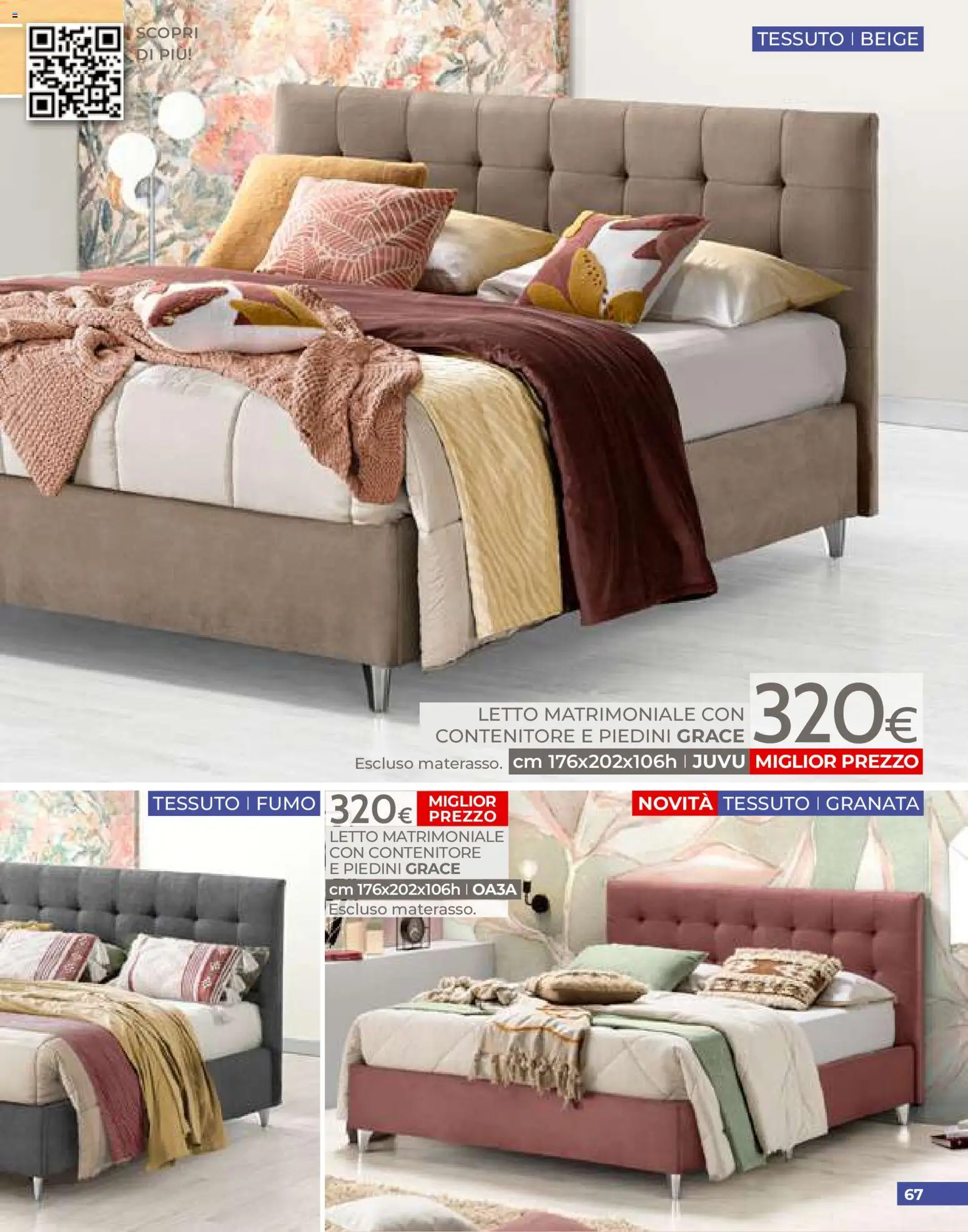 Volantino Mondo Convenienza del 01/07/2026 | Pagina: 67 | Prodotti: Letto matrimoniale, Contenitore, Letto