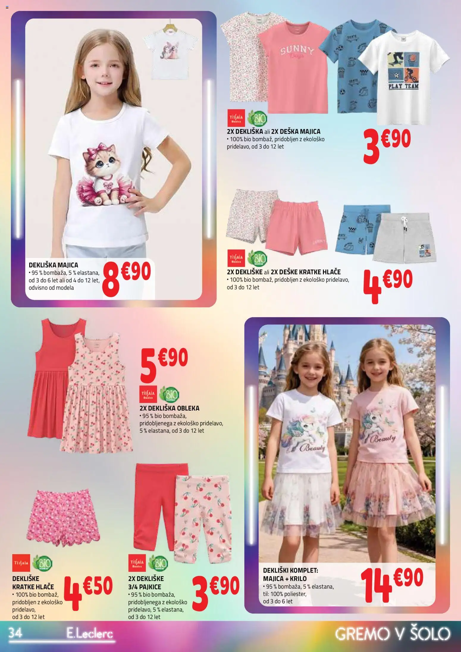 Novi E.leclerc katalog ponudbe – veljaven od 19.08.2026 | Stran: 34 | Izdelki: Pajkice, Krilo, Kratke hlace, Obleka