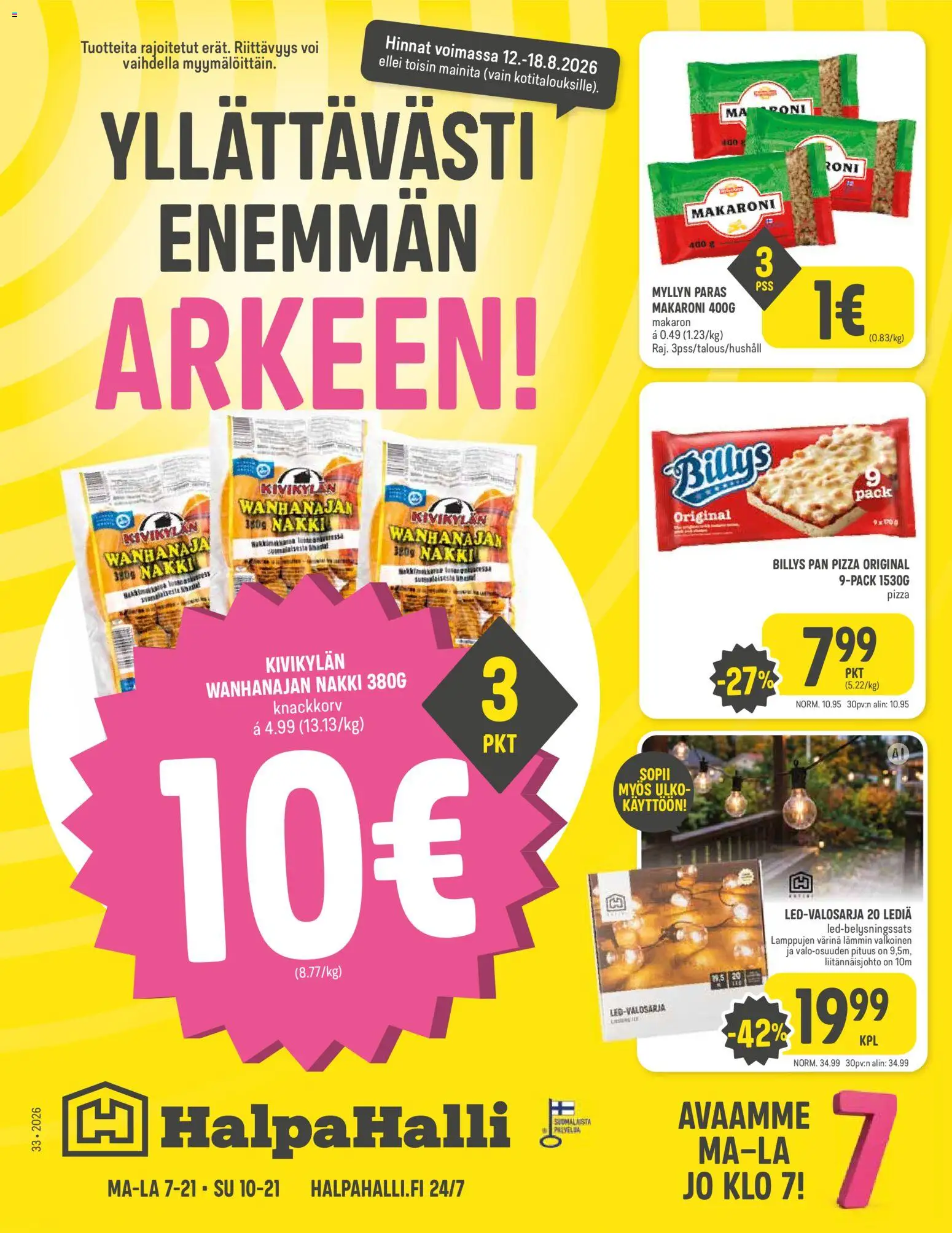 Halpa Halli tarjoukset – voimassa 12/08/2026 alkaen | Sivu: 1 | Tuotteet: Voi, Pizza