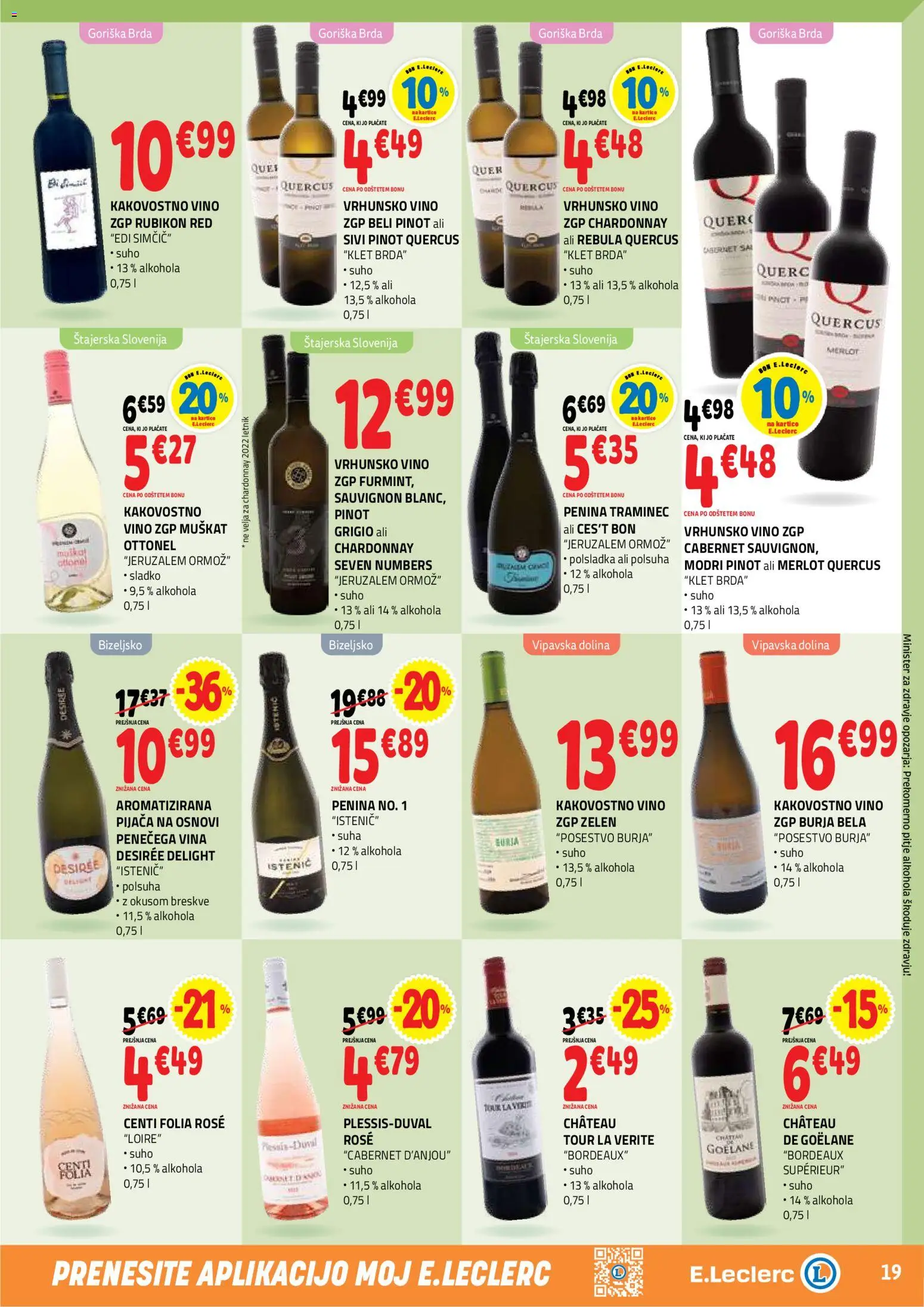 Novi E.leclerc katalog ponudbe – veljaven od 19.08.2026 | Stran: 19 | Izdelki: Penina, Vino, Sal