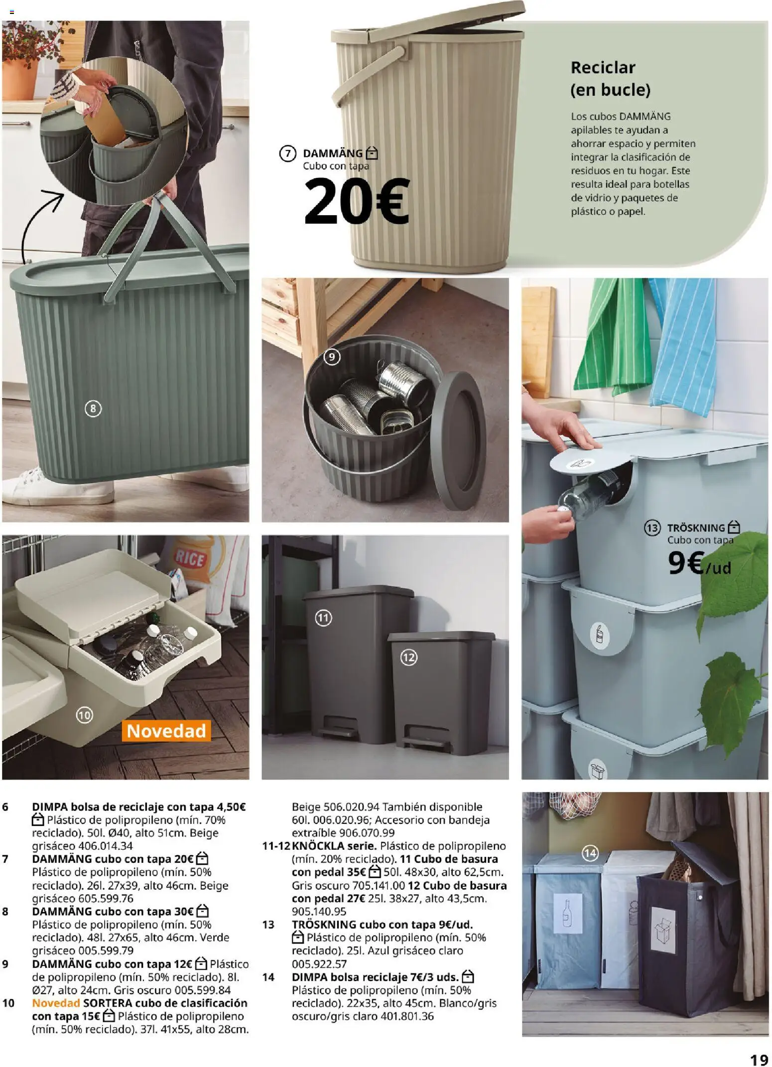 Catálogo IKEA Organización en el hogar │ válido desde el 15/01/2026 | Página: 19 | Productos: Cubo con tapa, Bolsa, Bandeja, Διακόπτης κυκλώματος