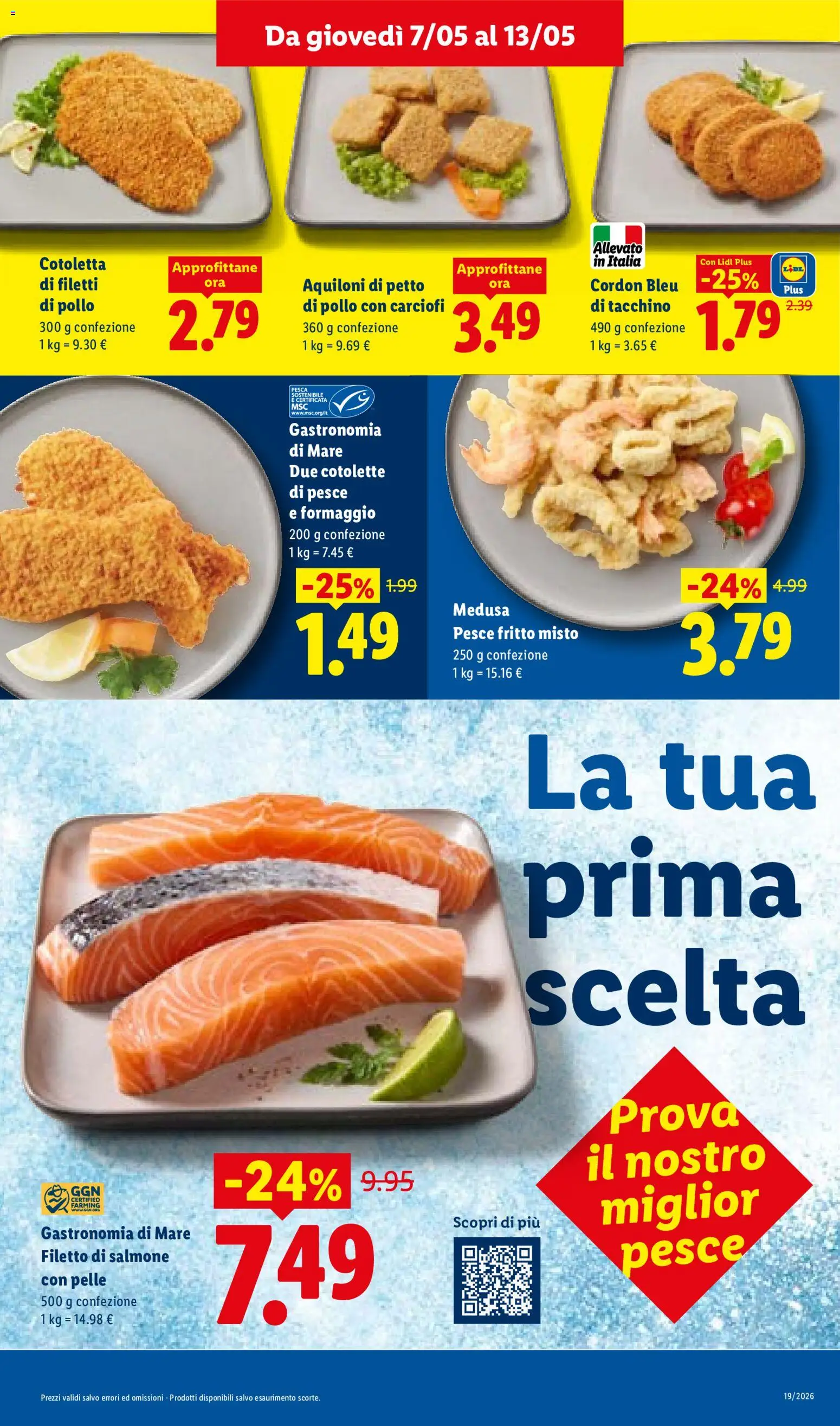 Volantino Lidl del 07.05.2026 | Pagina: 11 | Prodotti: Salmone, Pesce, Formaggio, Pesca