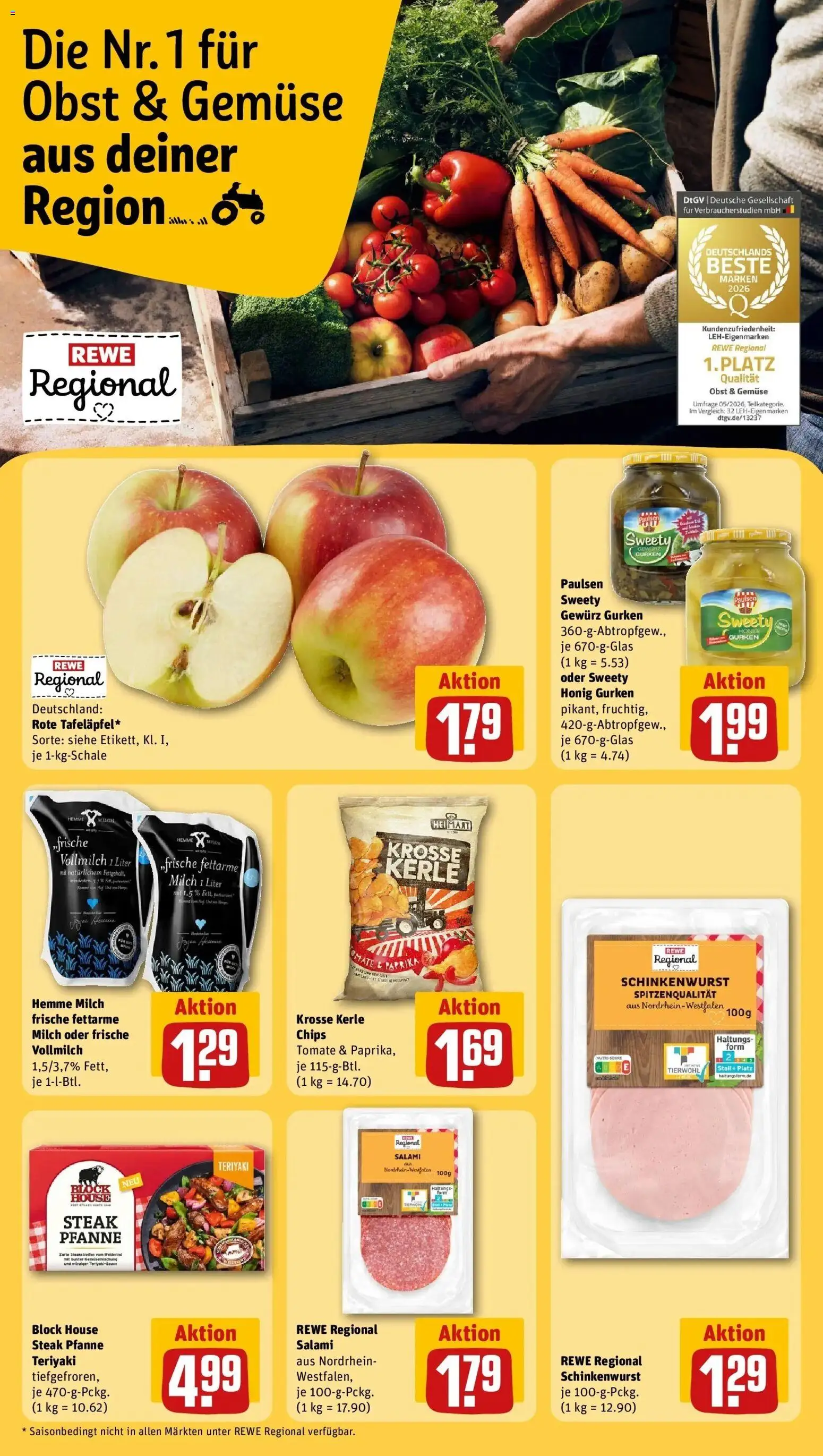 REWE Prospekt ab 07.09.2026 zum Blättern » Angebote | Seite: 15 | Produkte: Gemüse, Paprika, Salami, Gurken