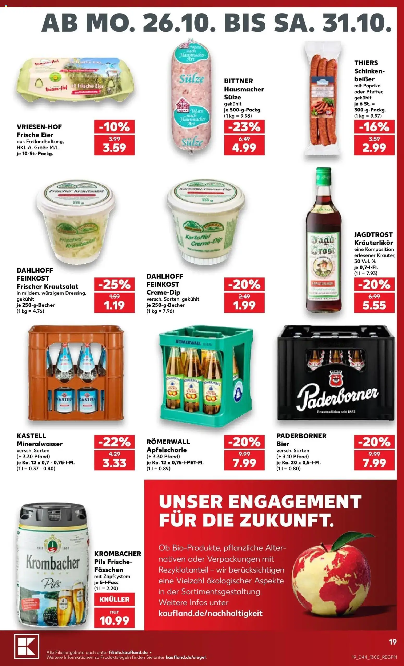 Prospekt Kaufland ab 26.10.2026 » Angebote Online zum Blättern | Seite: 23 | Produkte: Eier, Pils, Mineralwasser, Paprika