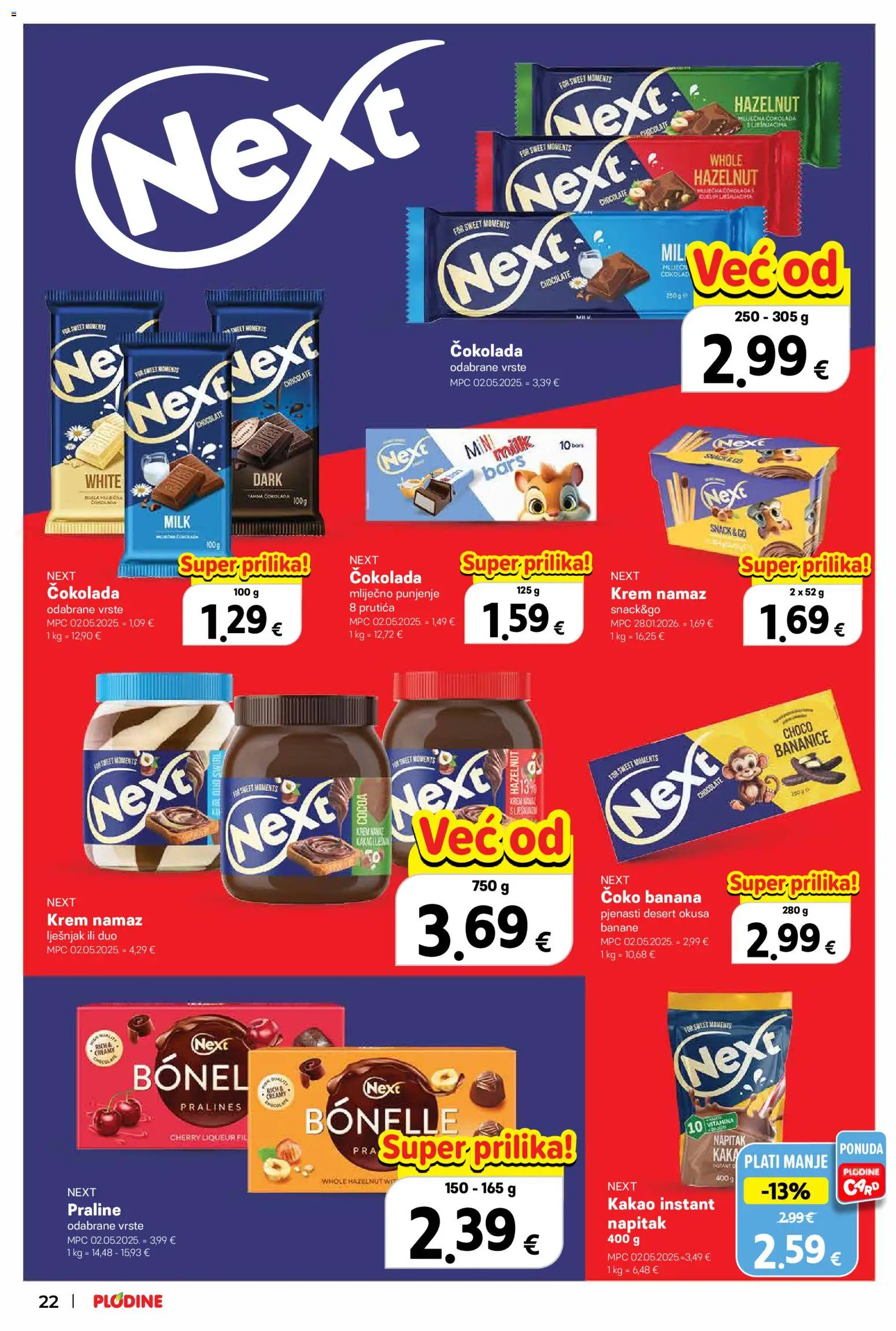 Plodine katalog | vrijedi od 22.10.2026 | Stranica: 22 | Proizvodi: Desert, Kakao, Napitak, Namaz