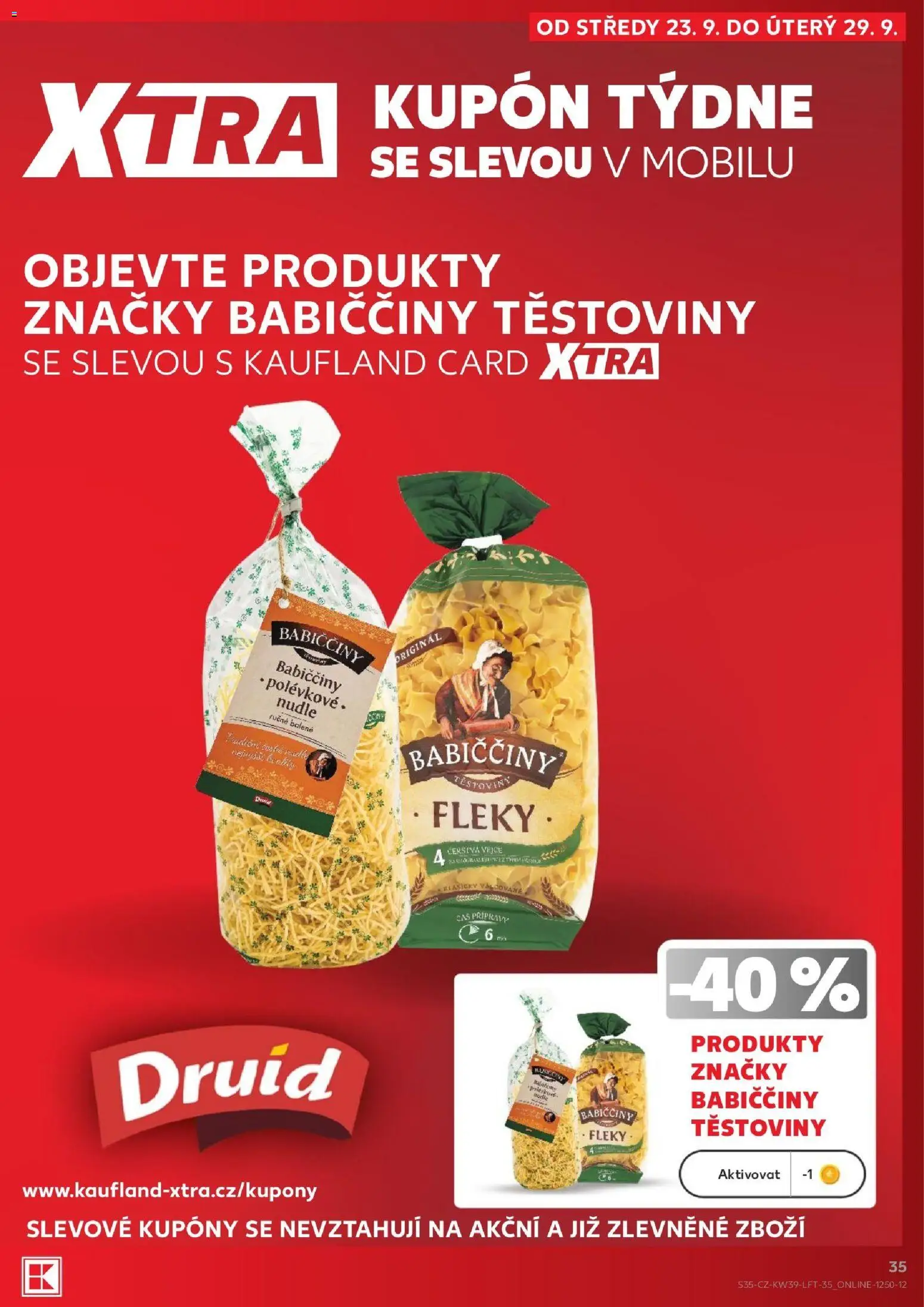 Kaufland leták - Kolín od 23.09.2026 | Strana: 35 | Produkty: Vejce, Těstoviny, Nudle