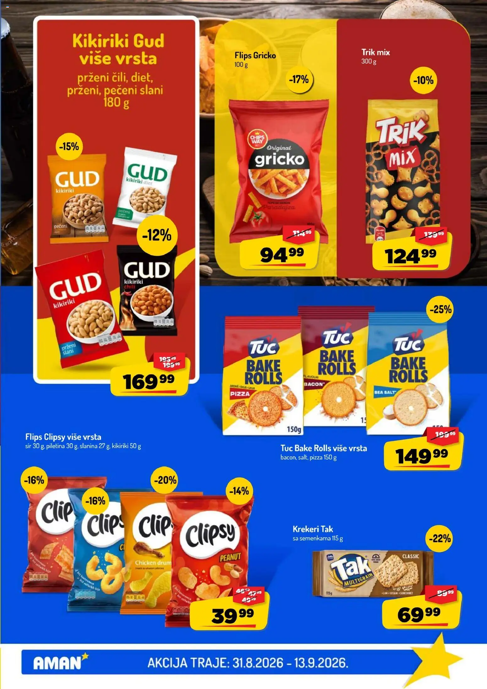 Aman katalog - važi od 31.08.2026 | Strana: 29 | Proizvode: Tuc, Krekeri, Slanina, Piletina