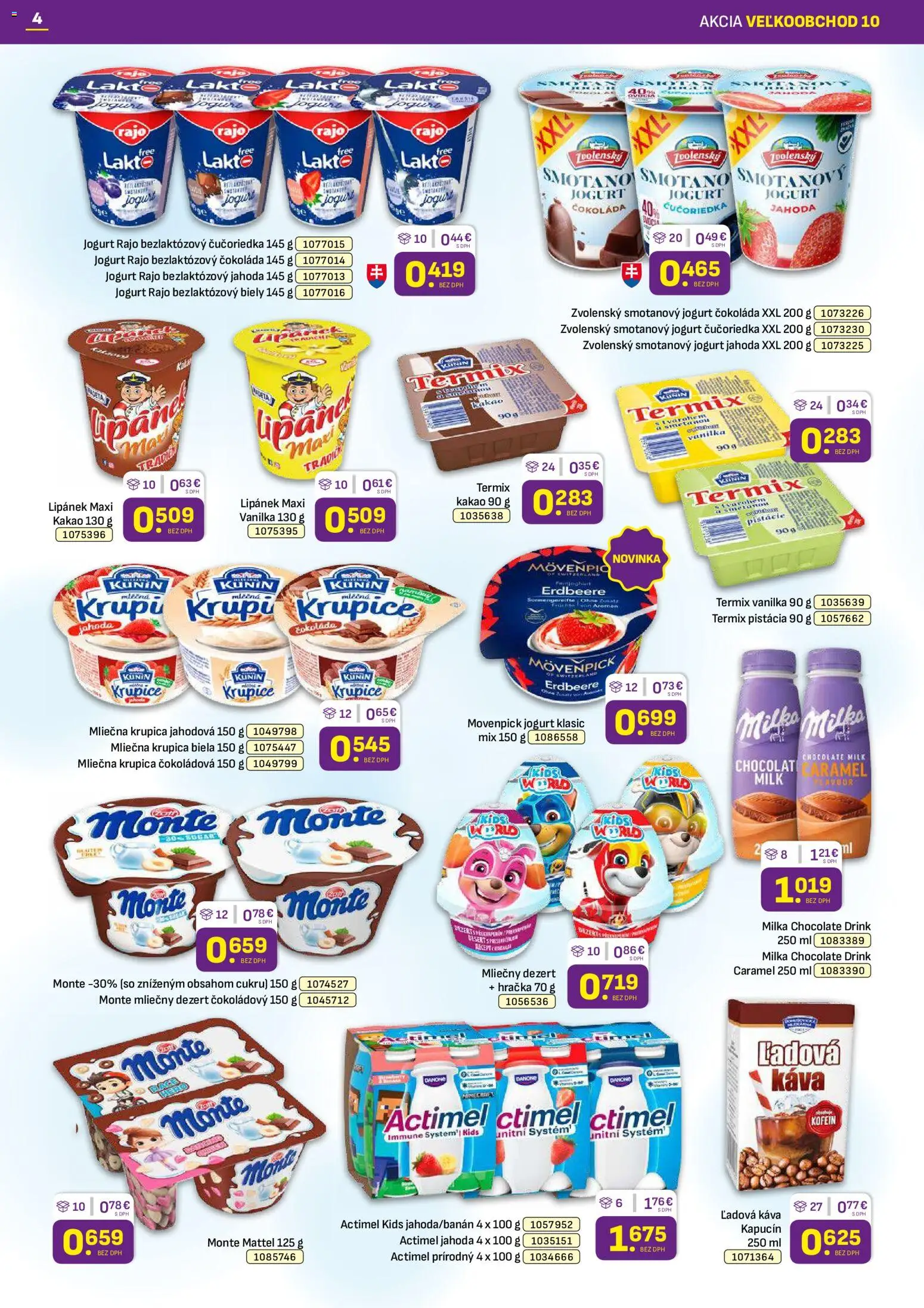 Nové Libex akcie – leták je platný od 18.05.2026 | Strana: 4 | Produkty: Čokoláda, Milka, Actimel, Pistácie