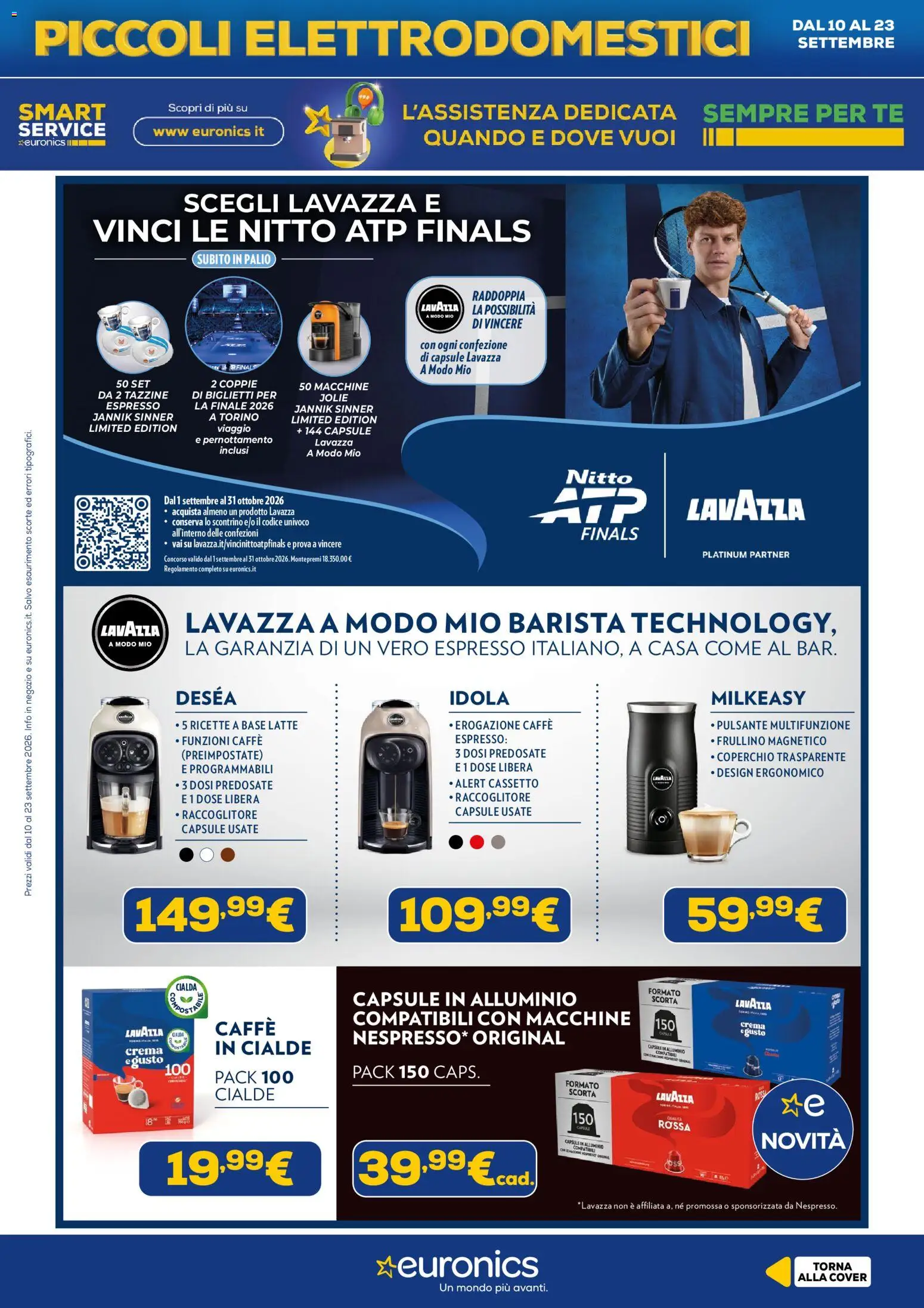 Volantino Euronics del 10/09/2026 | Pagina: 10 | Prodotti: Caffè, Coperchio, Cialde, Lavazza