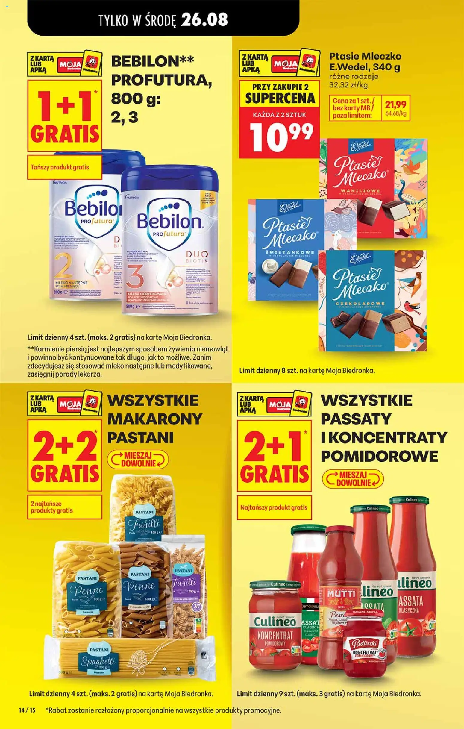 Biedronka Polsko leták od 24.08.2026 | Strana: 14 | Produkty: Penne, Mléko, Karty, Makarony