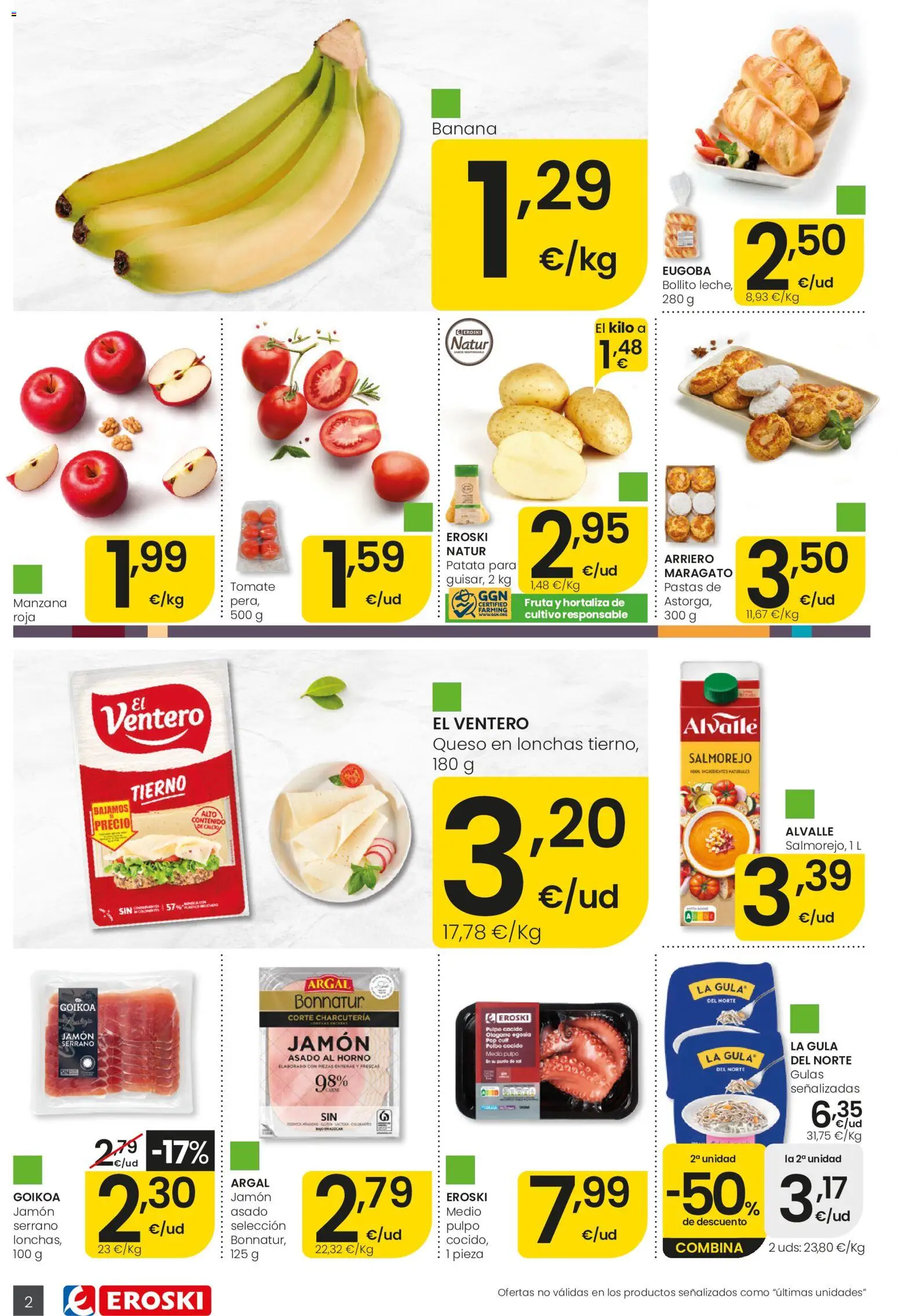 Eroski Quieres ahorrar conmigo Aliprox │ válido desde el 14.05.2026 | Página: 2 | Productos: Queso, Jamón, Manzana, Horno