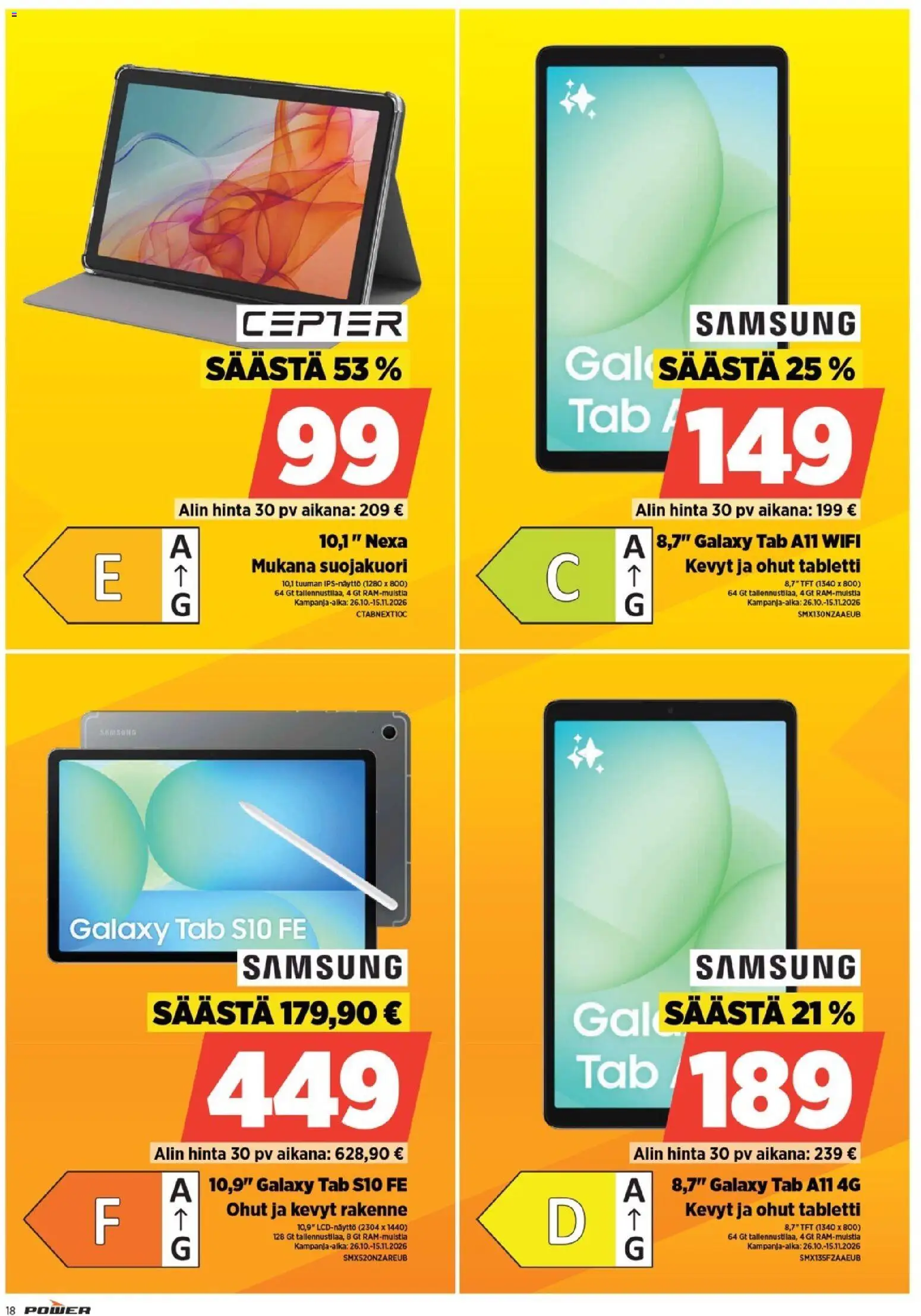 Power tarjoukset – voimassa 19/10/2026 alkaen | Sivu: 18 | Tuotteet: Tabletti