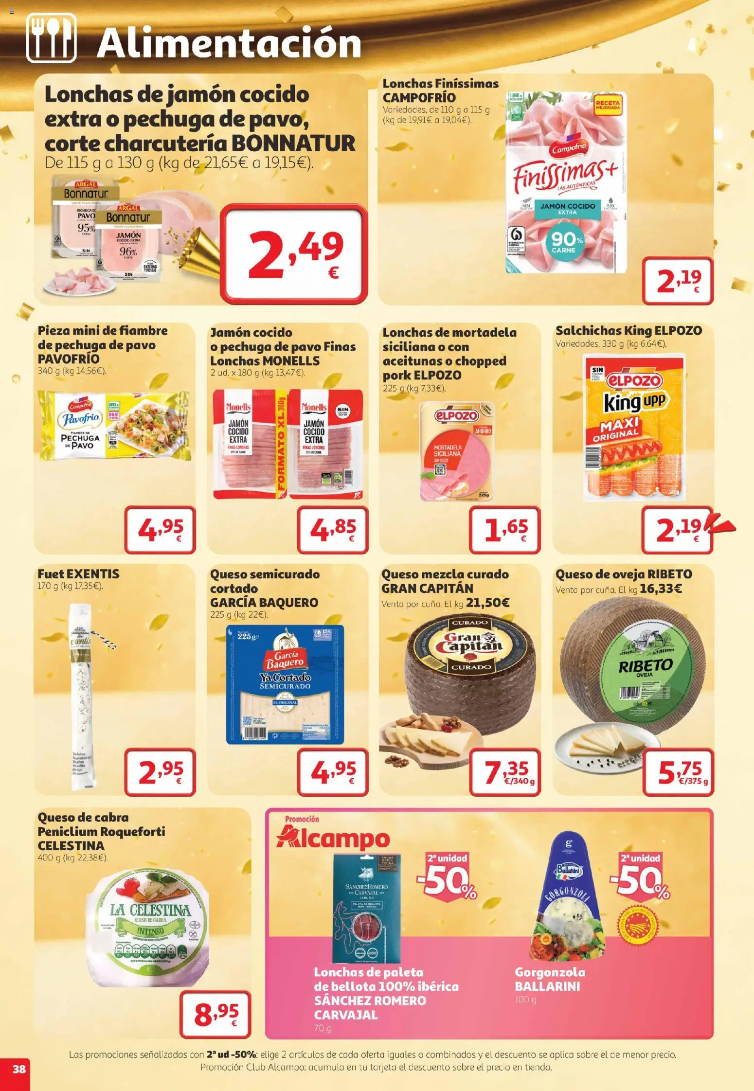 Alcampo folleto Telde │ válido desde el 22/10/2026 | Página: 38 | Productos: Jamón, Queso de cabra, Mortadela, Pavo