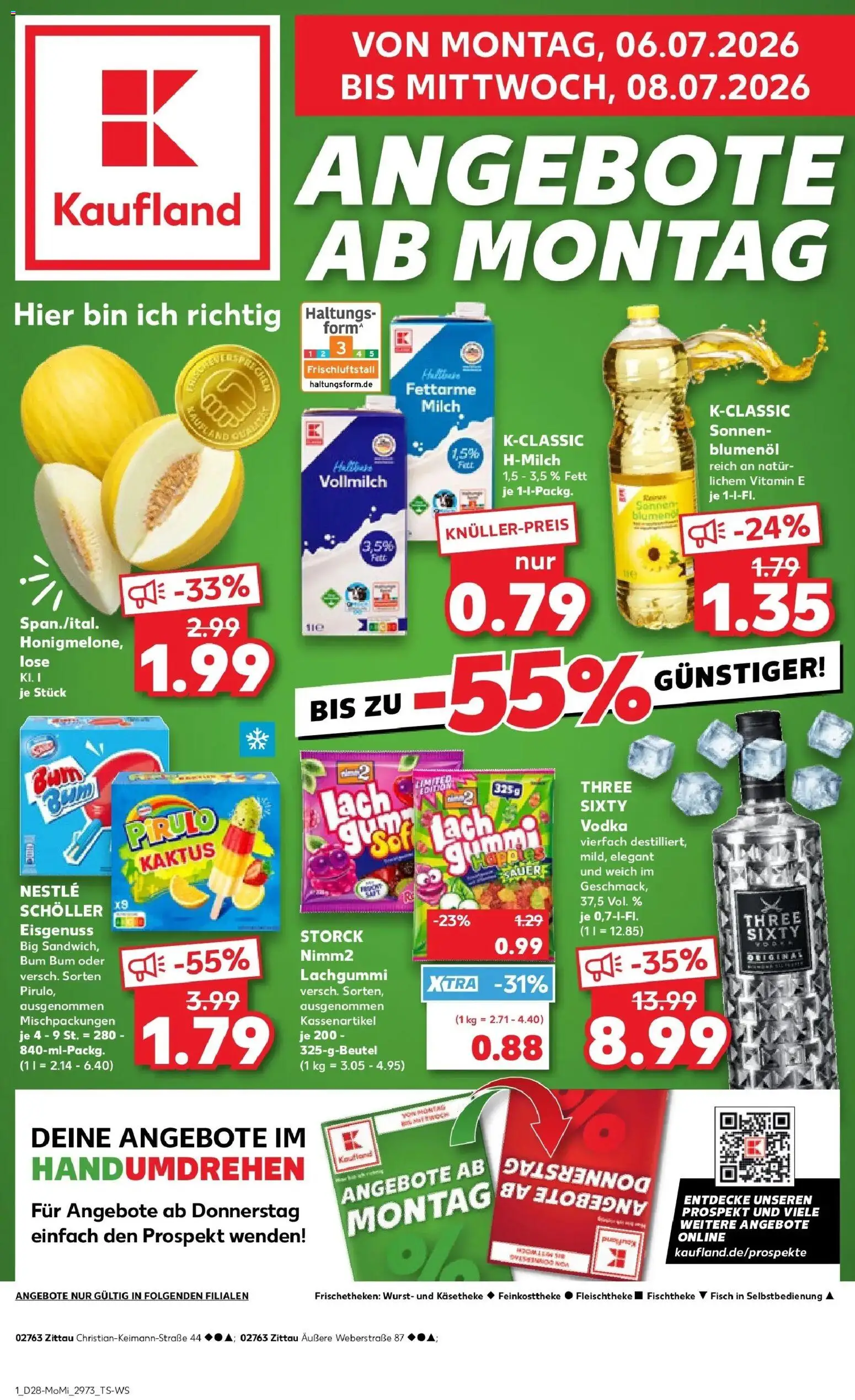 Kaufland Kaufland: Mo-Mi Der Wochenstart – gültig ab 05.07.2026 | Seite: 1 | Produkte: Milch, Fisch, Wurst, Vodka