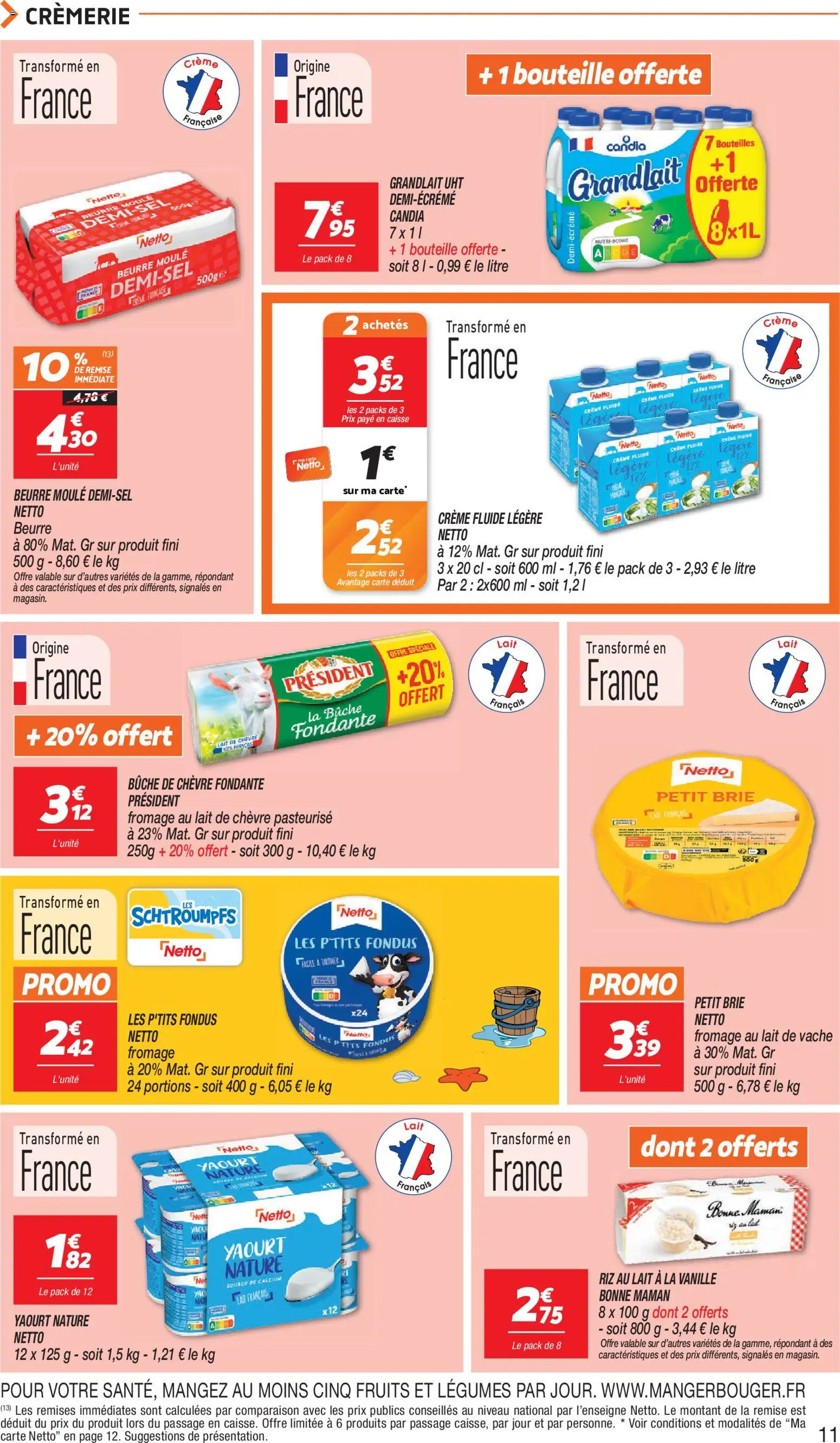 {H1} | Page: 11 | Produits: Fromage, Yaourt, Riz, Crème