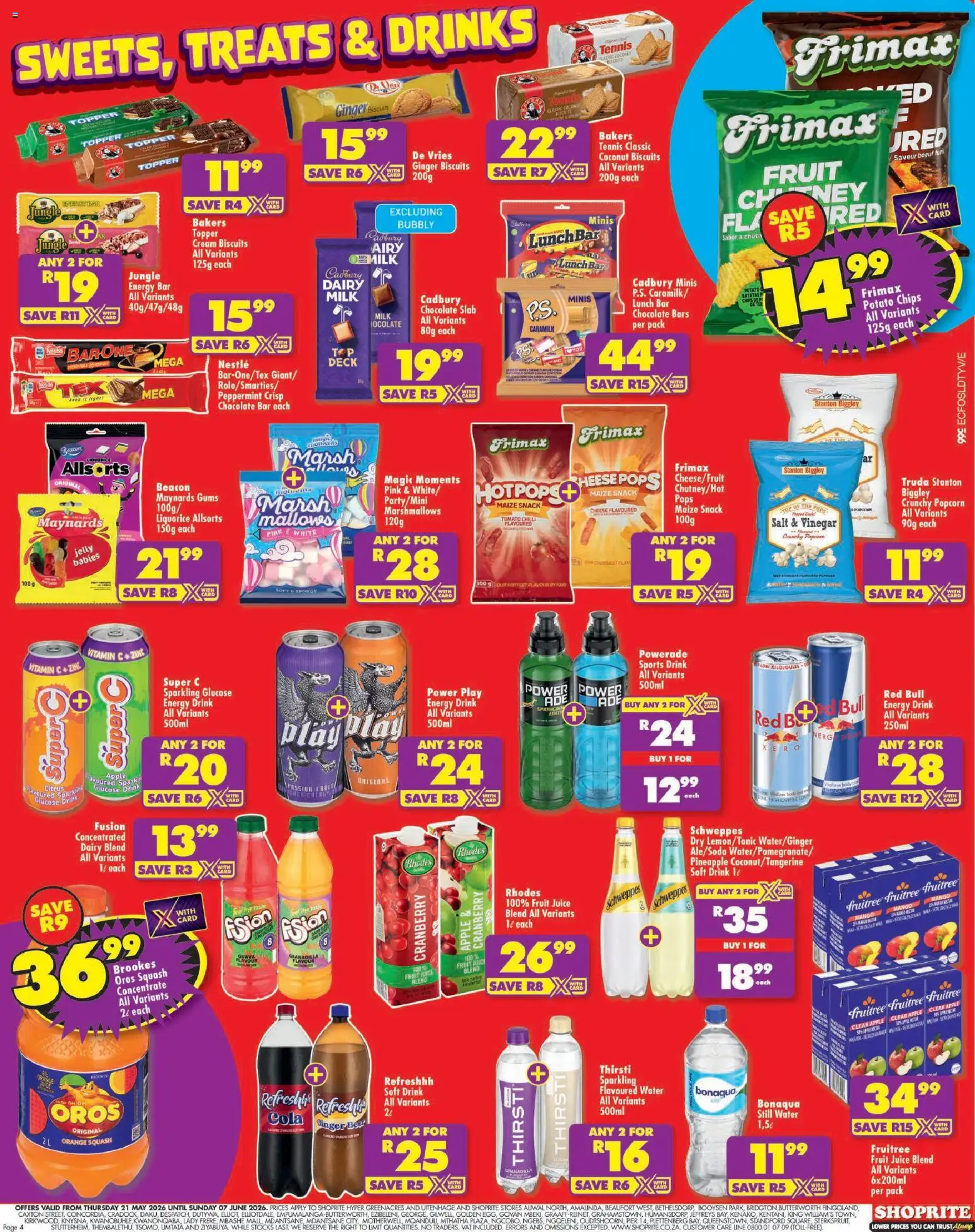New Shoprite catalogue – valid from 21.05.2026 | Page: 4 | Products: Chocolate, Vinegar, Popcorn, Salt
