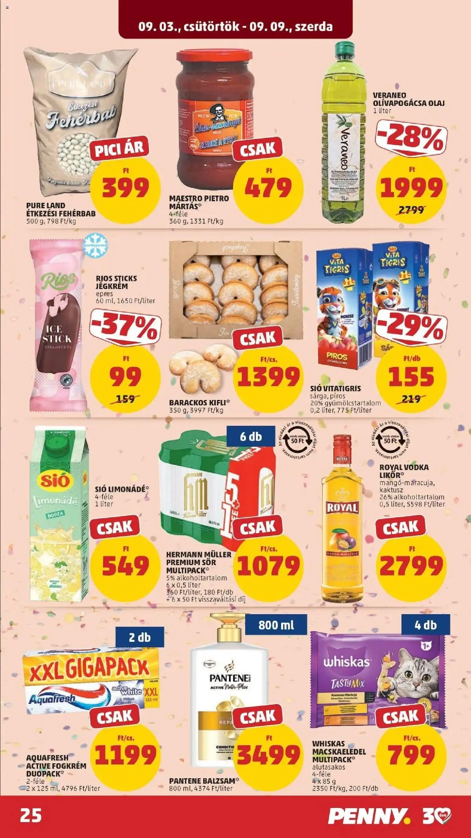 PENNY akciós ujság - amely érvényes a következő dátumtól: 2026.09.03. | Oldal: 25 | Termékek: Pantene, Püré, Limonádé, Vodka