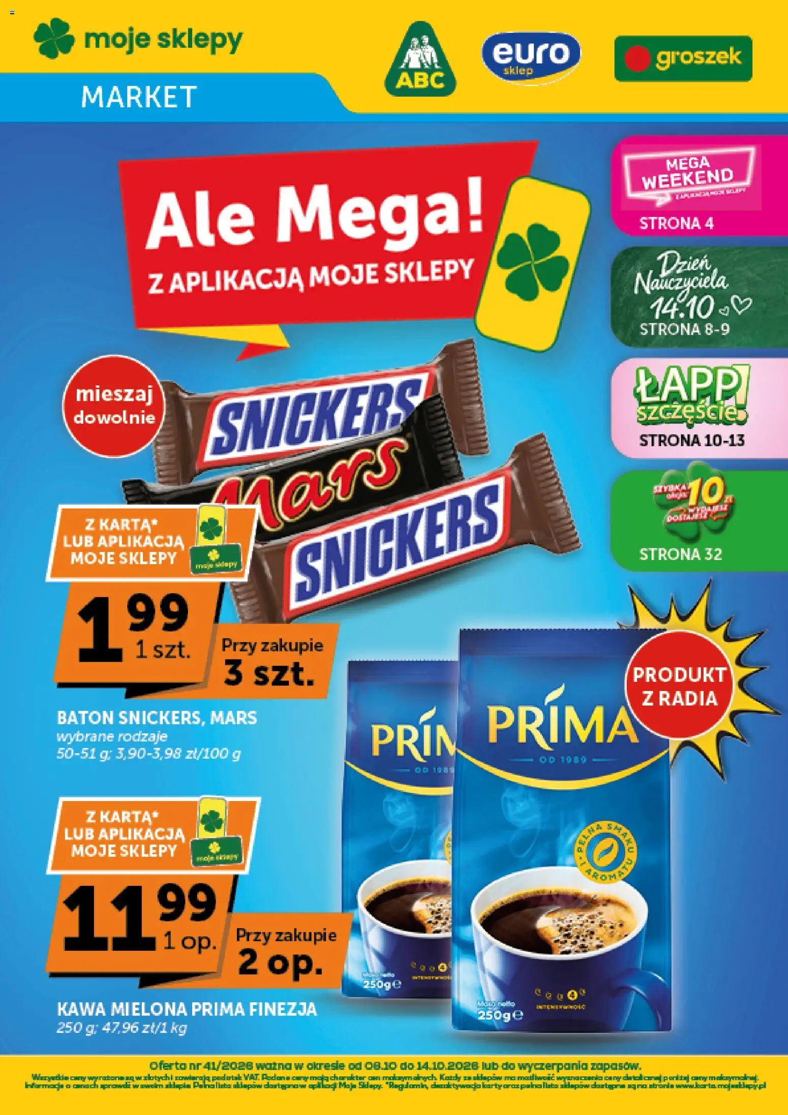 ABC gazetka - Market od 08.10.2026 | Strona: 1 | Produkty: Kawa mielona Prima, Baton, Kawa, Kawa mielona