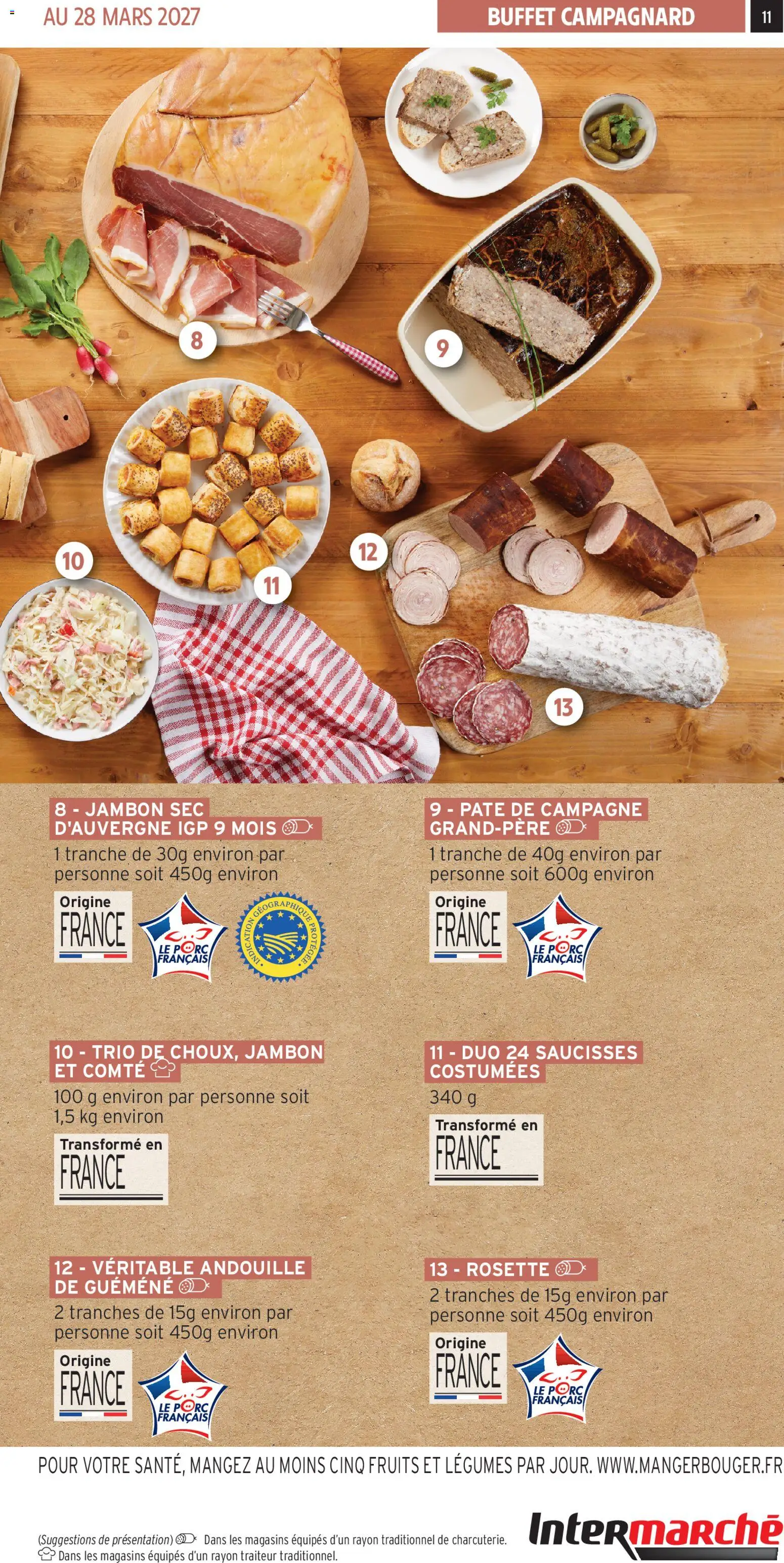 {H1} | Page: 11 | Produits: Fruits, Rosette, Saucisses, Porc