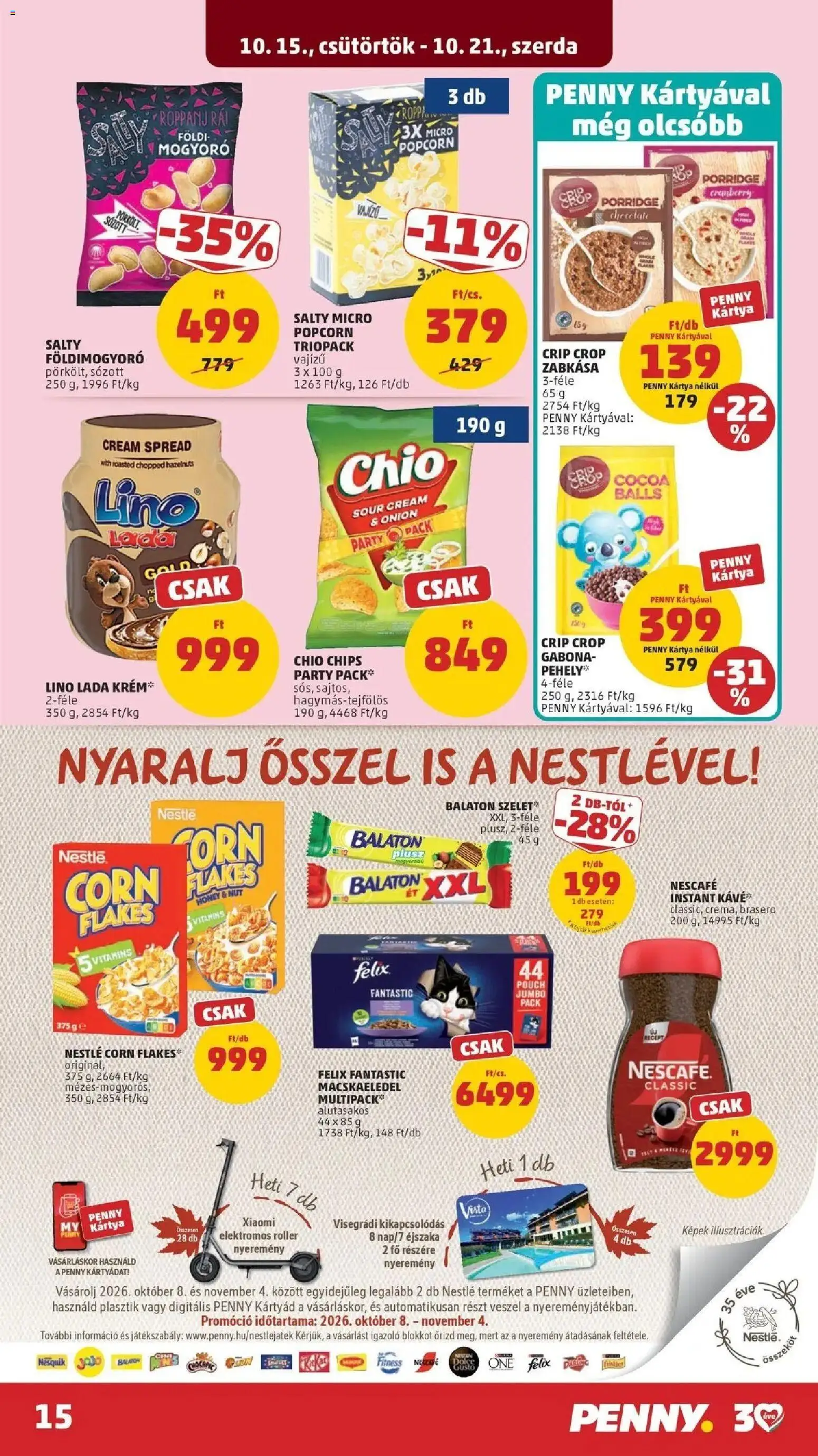 PENNY aktuális akciós újság: 2026.10.14.-tól lapozható | Oldal: 15 | Termékek: Chips, Nesquik, Kávé, Felix