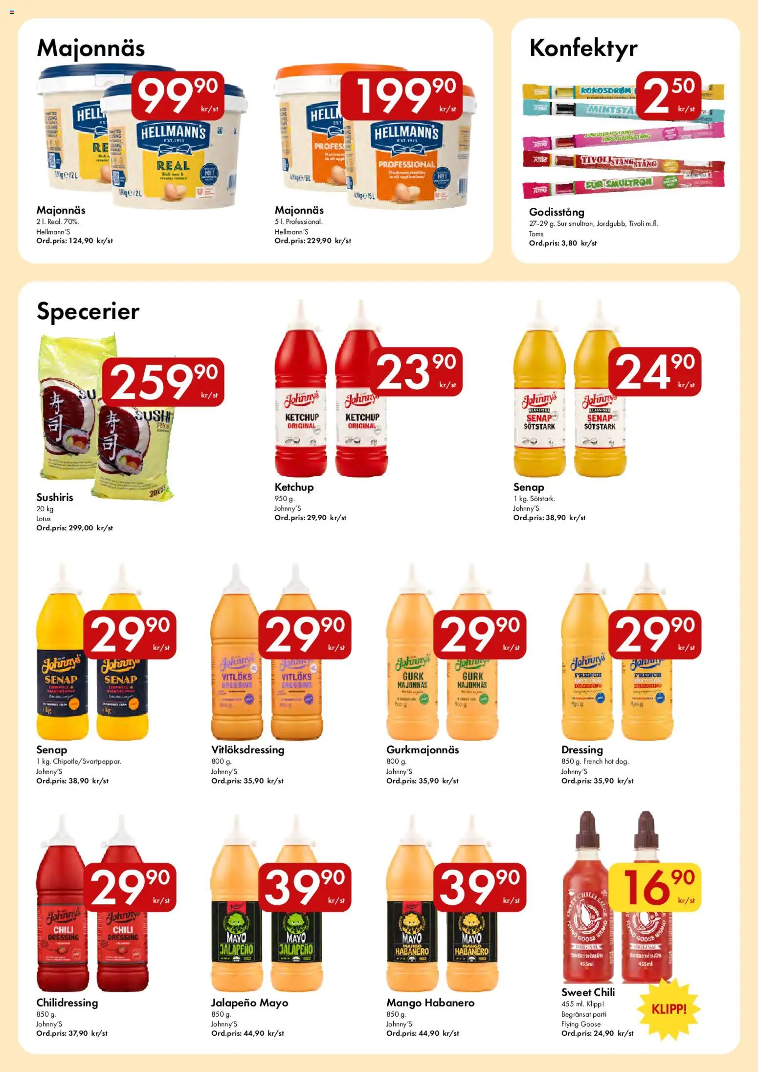 Snabbgross reklamblad aktuell från 01.06.2026 | Sida: 11 | Produkter: Majonnäs, Chili, Ketchup, Mango