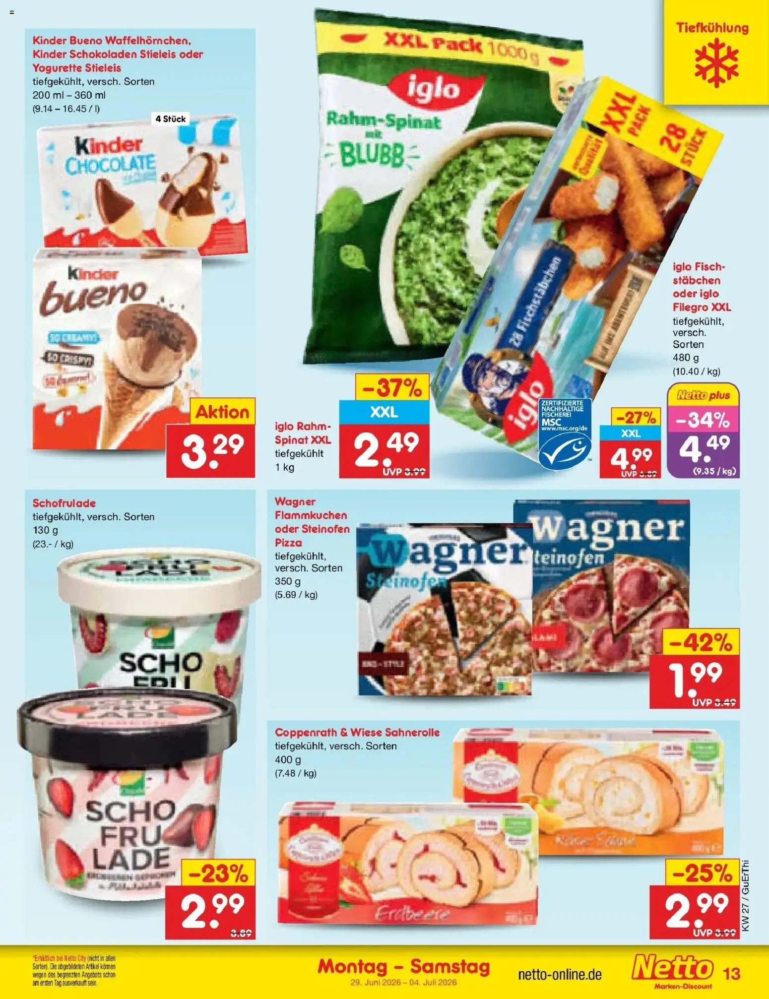 Netto Marken-Discount Prospekt Nordhausen – gültig ab 29.06.2026 | Seite: 17 | Produkte: Yogurette, Kinder bueno, Fisch, Fischstabchen